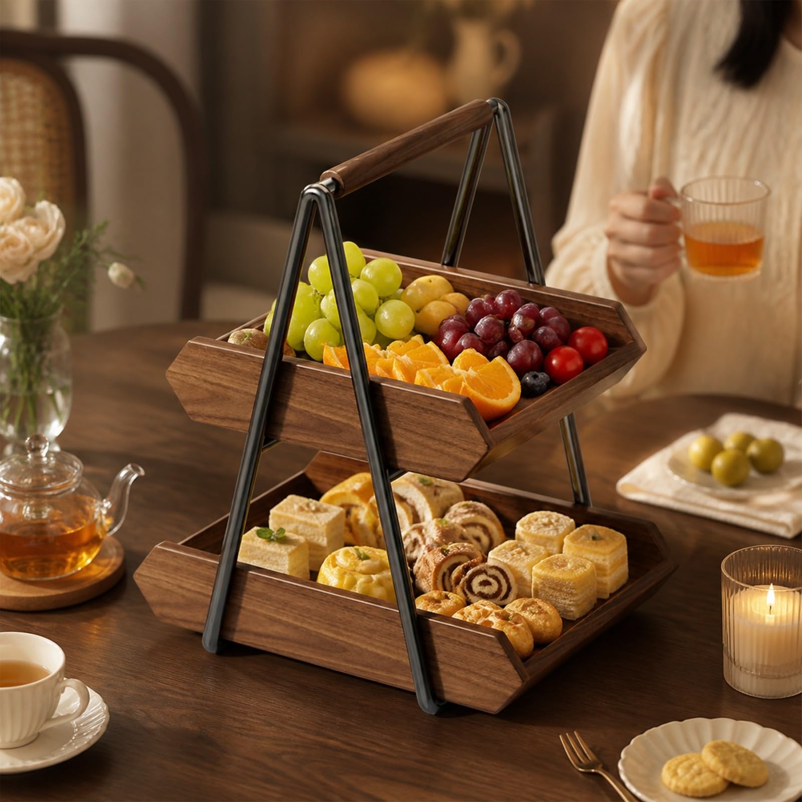 Sharplace stöckig Obst- und Snack-Organiz aus Freistehend Obstetage aus Stabil stöckige Obstetage für Partys, S