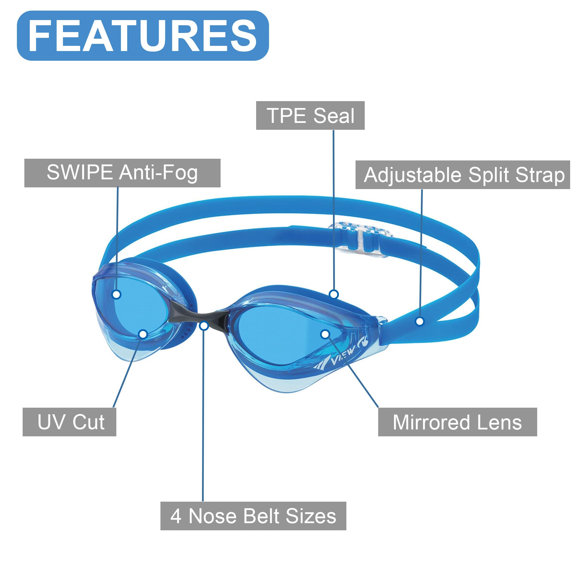 View Swimming Gear V-230ASA Blade Orca Swipe Racing Occhiali da nuoto