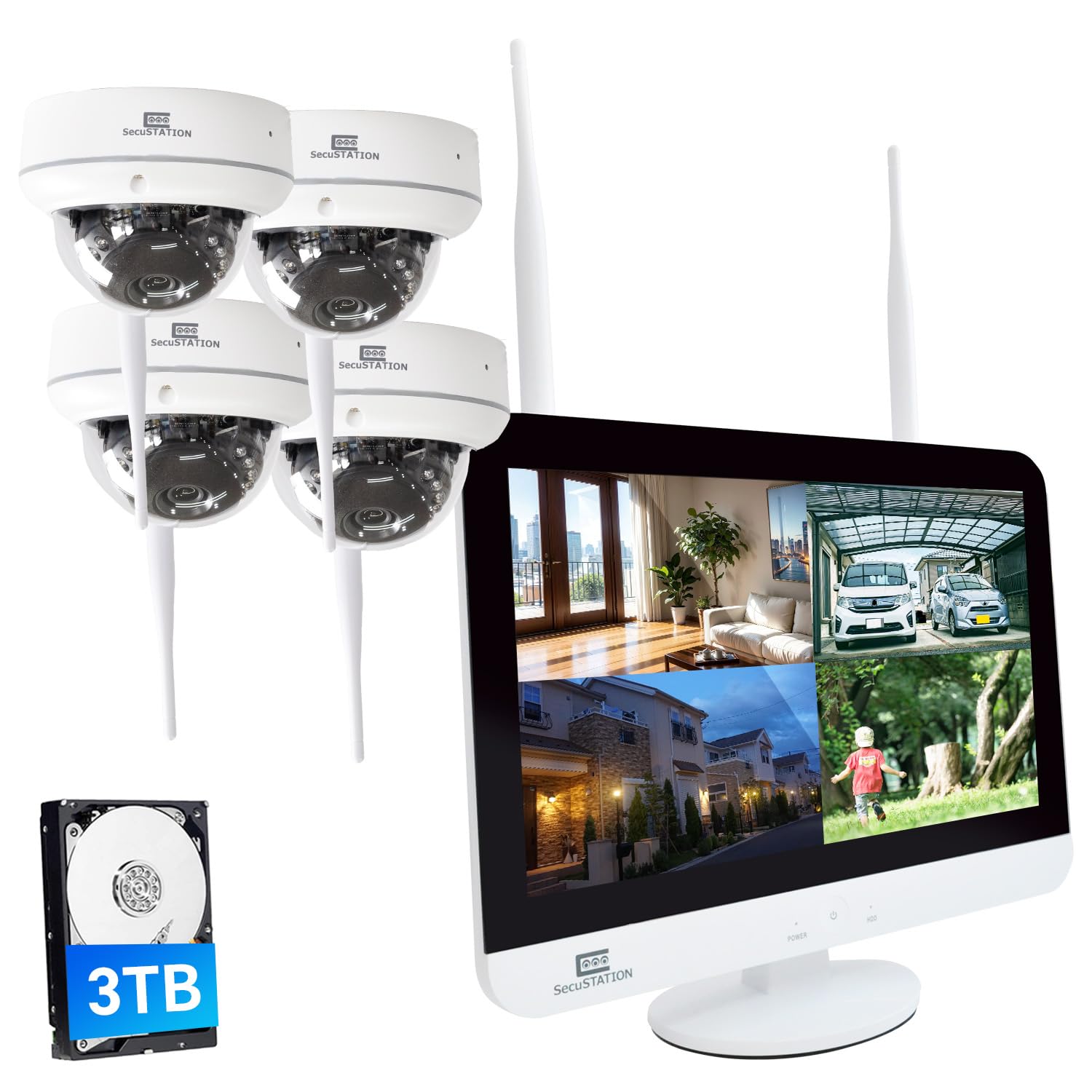 Amazon.co.jp: SecuSTATION 防犯カメラ ワイヤレス 4台 セット 12.5
