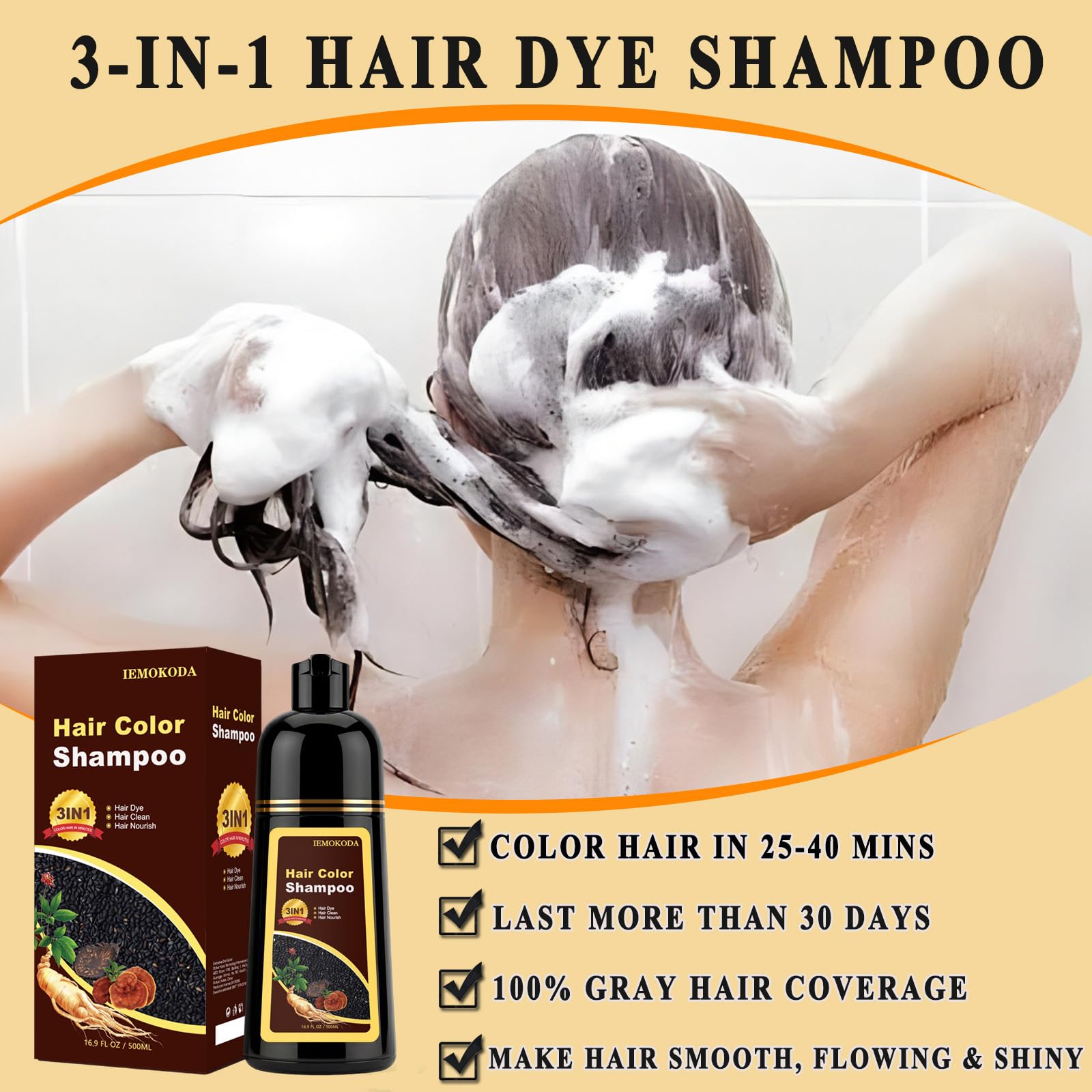 Amazon.com : Dark Coffee Hair Dye Shampoo 3 in 1 for Gray Hair