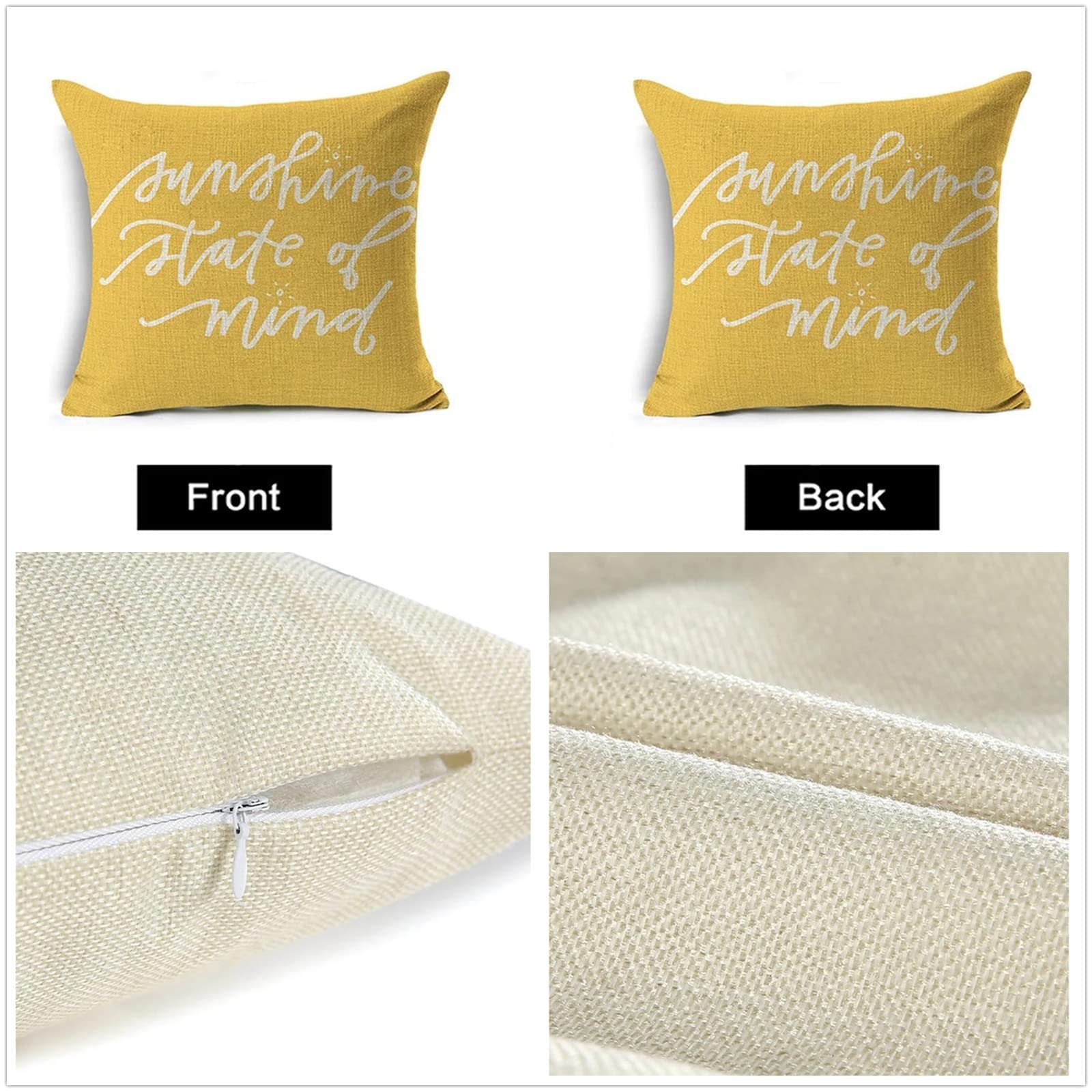 Federe per Cuscini Divano 65x65cm Fiore semplice Copricuscini Impermeabile Lino Esterni Bianco grigio Doppio lato Moderni Federe Divano Decorativi, per Patio Letto Giardino Fattoria Set di 4 A-1461
