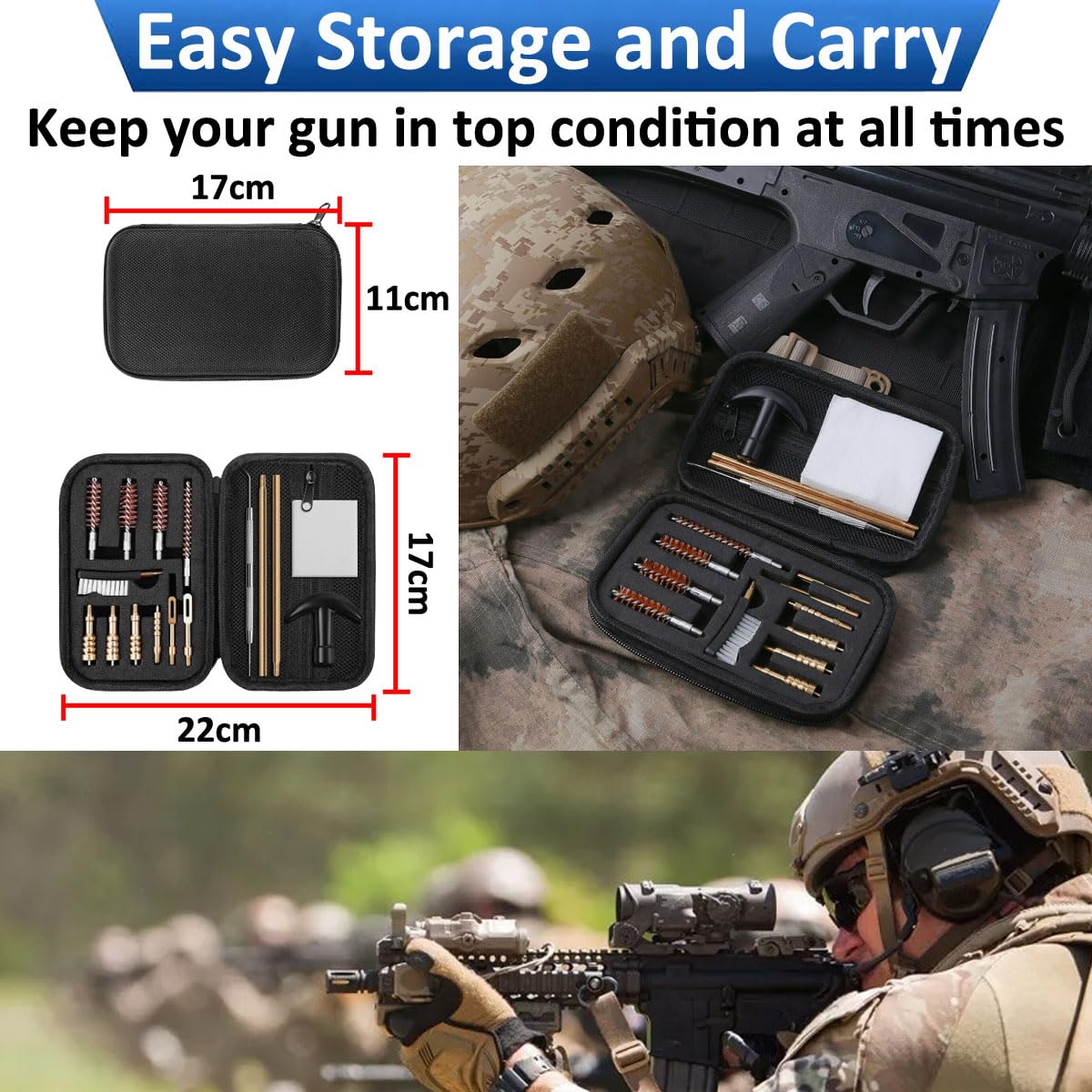 16 Pezzi Kit di Pulizia per Pistola Spazzole Kit di Pulizia Fucile Kit di Pulizia Armi Pulire Manutenzione e la Pulizia delle Armi .22Cal .357Cal .38Cal 9mm .40 .45Cal