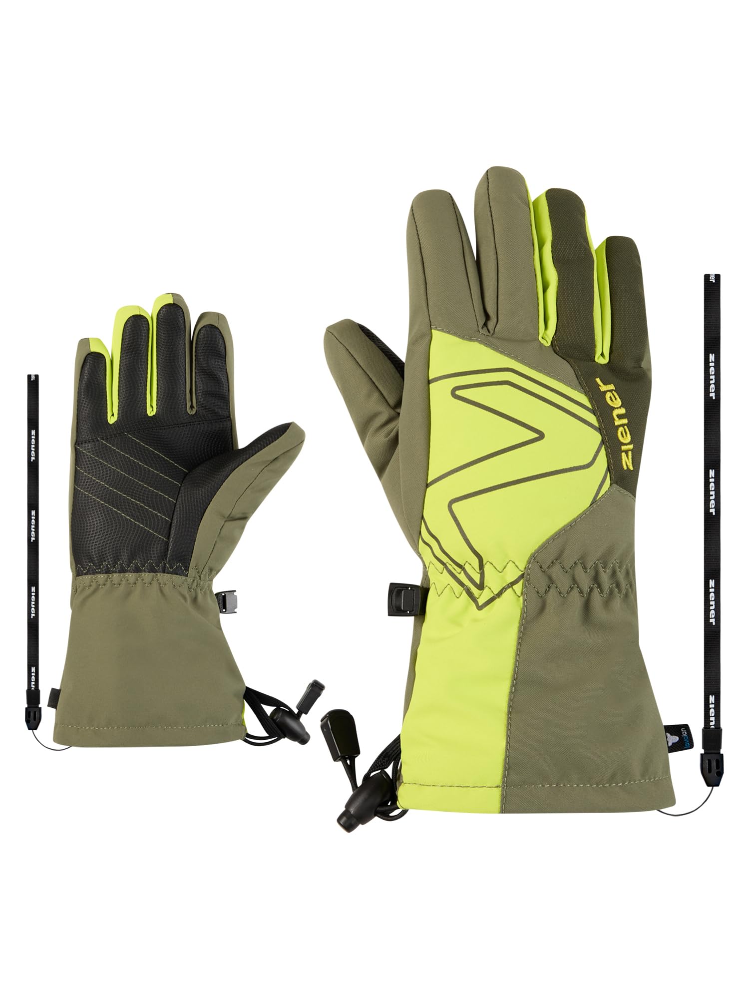Ziener Guanti da sci Laval-Z per bambini, impermeabili, in lana, extra caldi, Moss Green, 5,5