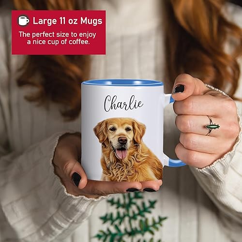 Miniatura 3 de Taza de café de cerámica personalizada de 11 onzas para perros, papá y amantes, incluye foto de mascota y nombre