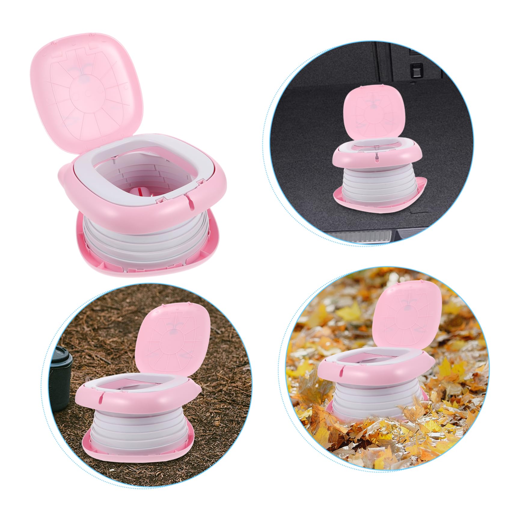 Asiento de Inodoro Plegable para Adaptador Portátil para Entrenamiento de Baño para Camping y Diseño y Prueba de Fugas Color Rosa