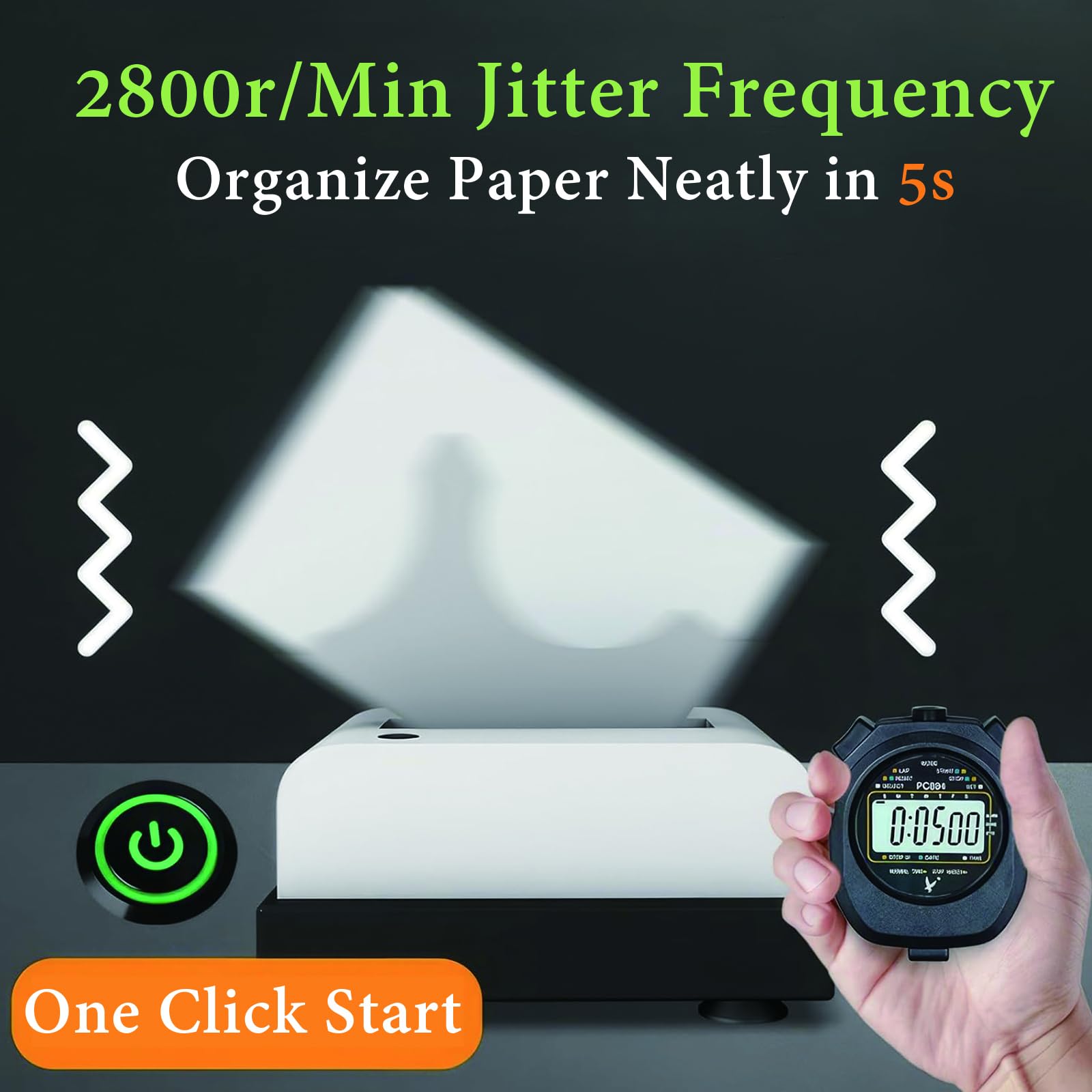 Desktop Paper Jogger, macchina di allineamento ad alta velocità da 500 fogli, agitazione antistatica per documenti A4 A5 A6, uso stampa ufficio