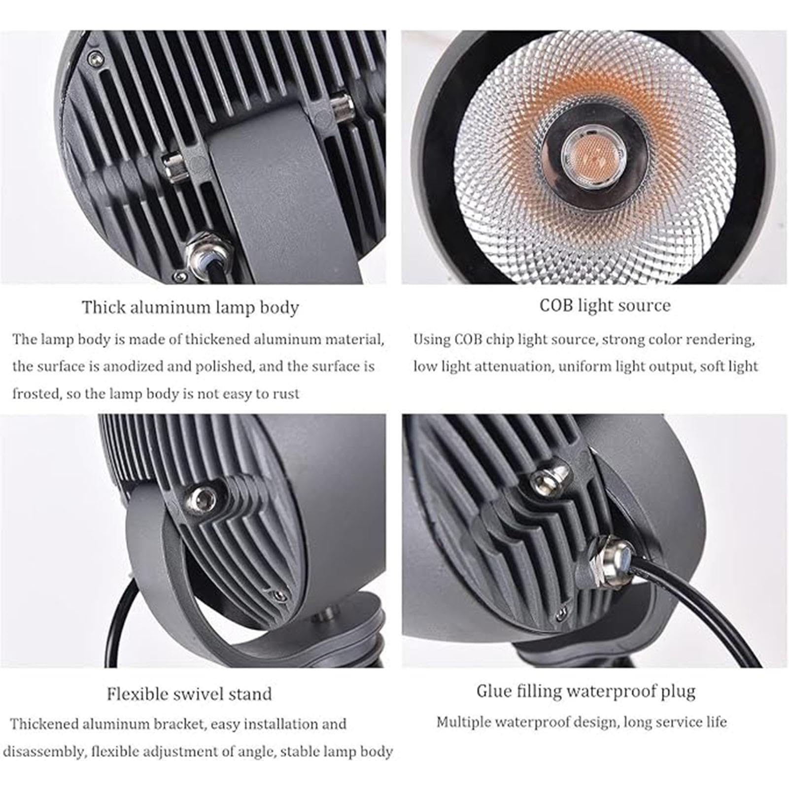 Faro Rotante - Faretto A Fascio LED Luci, Luce per Esterni COB per Alberi da Giardino AC85-265V, Fari LED da Giardino Impermeabili IP65, per Decorare Cortili, Hotel(Warm Light,10W-AC85-265V)