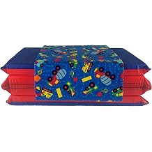 KinderMat 1" Basic Sheet Bundle - Full Nap Mat and Washable Cover - 47" x 22", Special Edition - Trucks N Tractors - Value Bundle Great for Daycare & Family Households...
