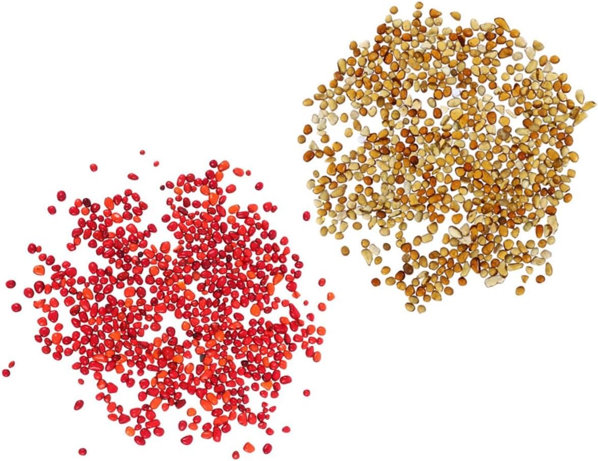 OUNONA 2 Sets Aquarium Gravels Fish Tank Stones Natural Colored Decorative Pebbles 250g China Red + 250g Amber Gravel for Aquascaping Landscaping Substrate