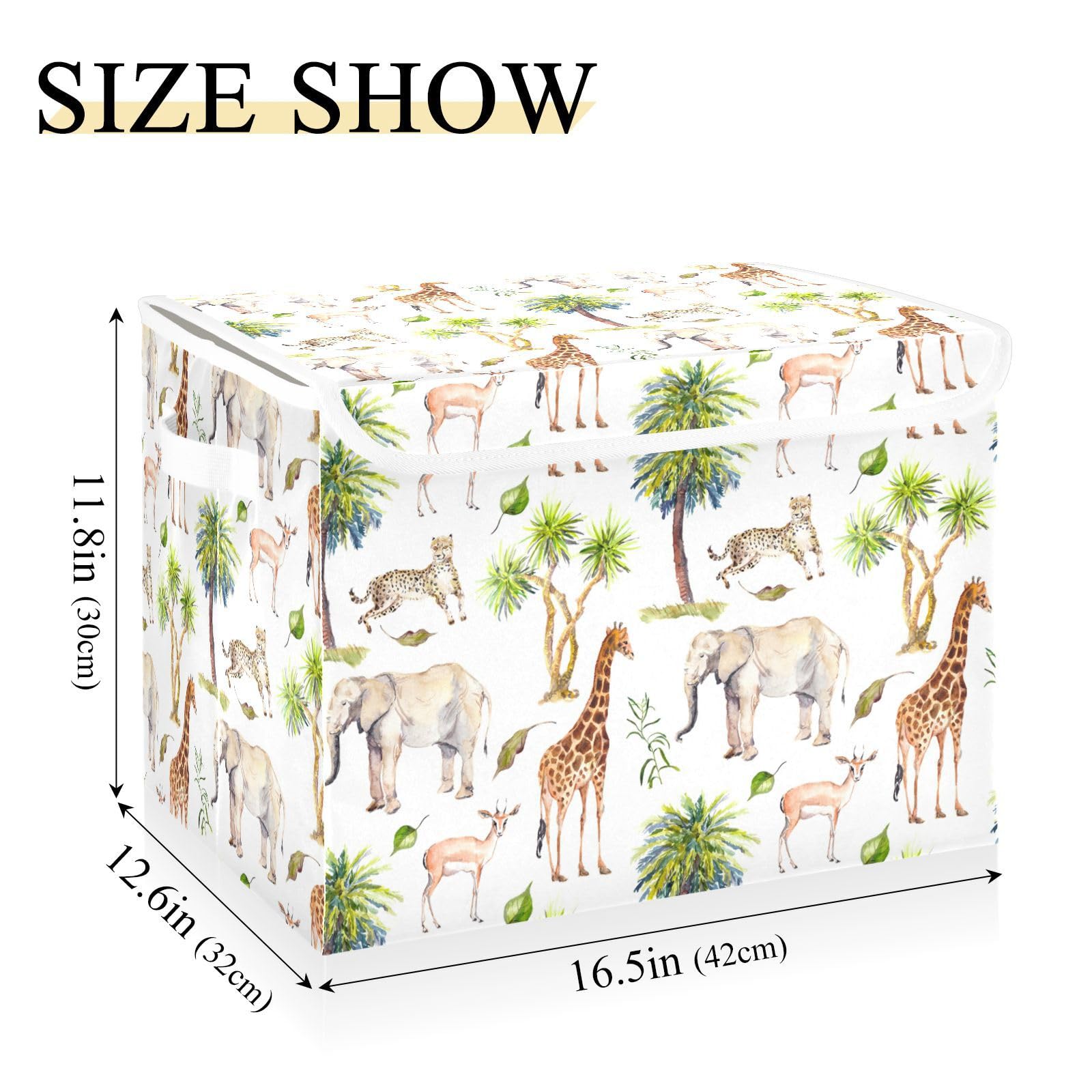 Mnsruu Easter Baskets Collapsible Storage Bins with Lids, Animal Elephant Giraffe Storage Boxes Clothes Baskets for Organizing - Image 3