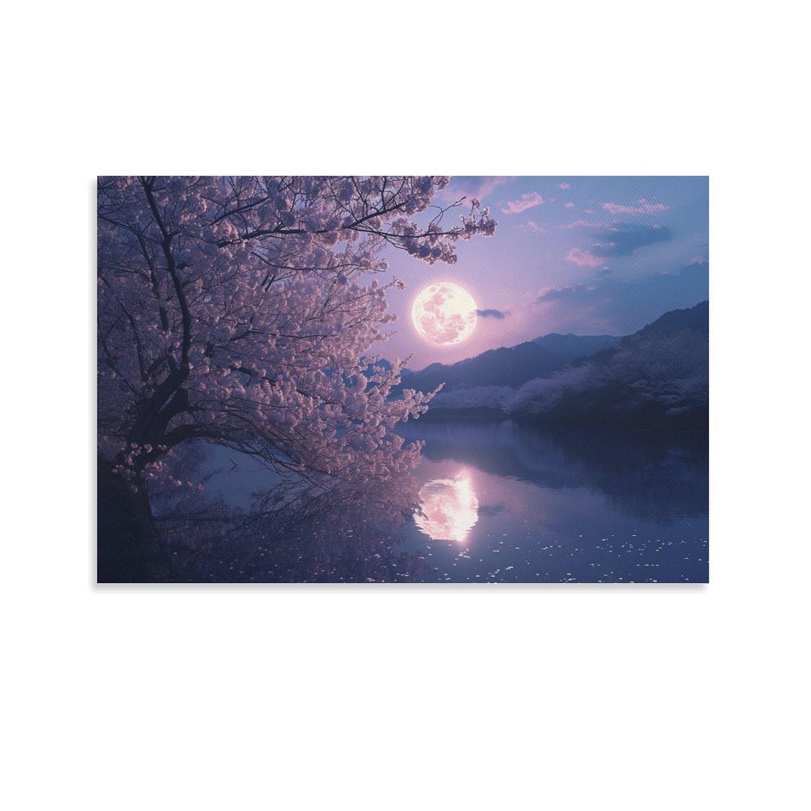 キャンバス プリントアート 満月と桜 インテリア 絵画 キャンバス プリントアート 満月と桜 インテリア 絵画