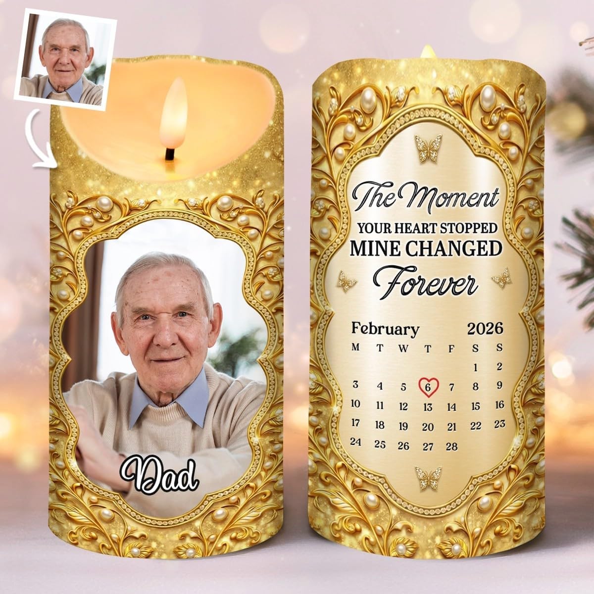 Personalized LED Candle, This Candle Burns in Loving Memory, Memorial Sympathy Gifts for Loss Loved Ones, Bereavement Gifts, Memory Candle for Loss of Mom Dad, Sympathy Keepsake