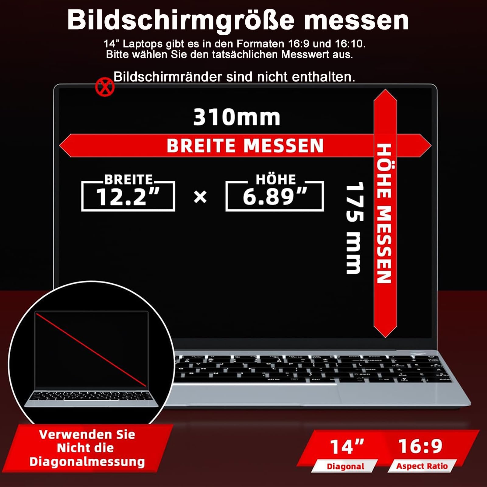 ZOEGAA Magnetischer Blickschutzfolie 14 Zoll Laptop 16:9, Abnehmbarer Sichtschutzfolie, Anti Blaulicht Blendschutz Laptop Sichtschutz Privacy Screen für Lenovo Hp Dell Acer Asus Envy Xps
