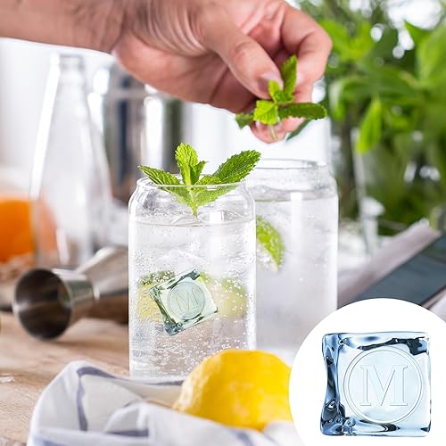 Miniatura 5 de CRASPIRE Sello de hielo con letra M para cubitos de hielo, sello de marca de hielo con cabeza de latón extraíble y mango de madera, sello de hielo