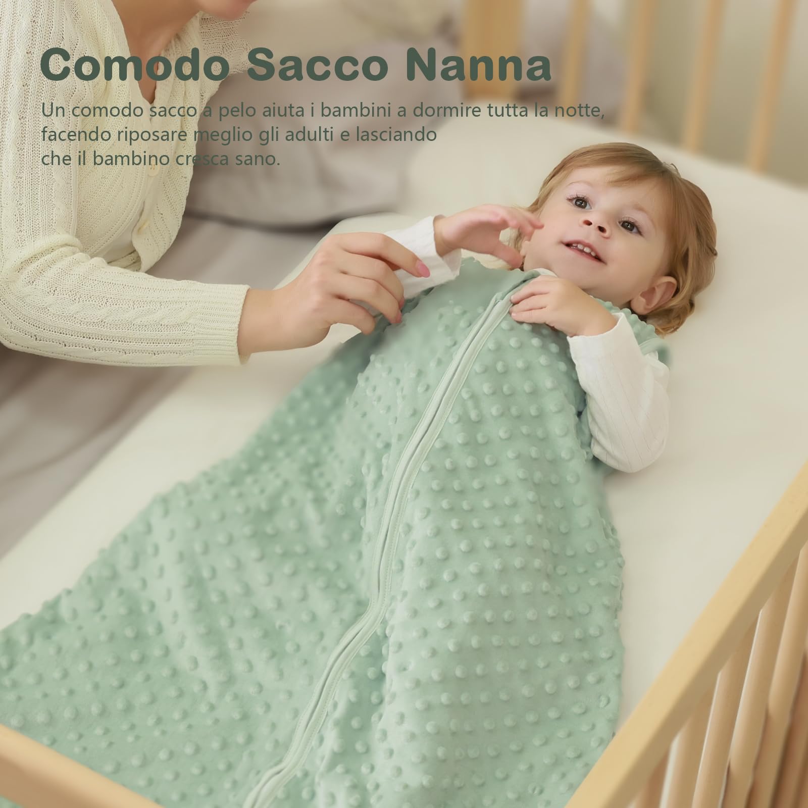Mosebears Sacco nanna per bambini 1,5 Tog Confezione da 2 tutto l'anno Sacco nanna per bambini con fibra di soia Sacco nanna in cotone Varie misure Coperta nanna autunno inverno