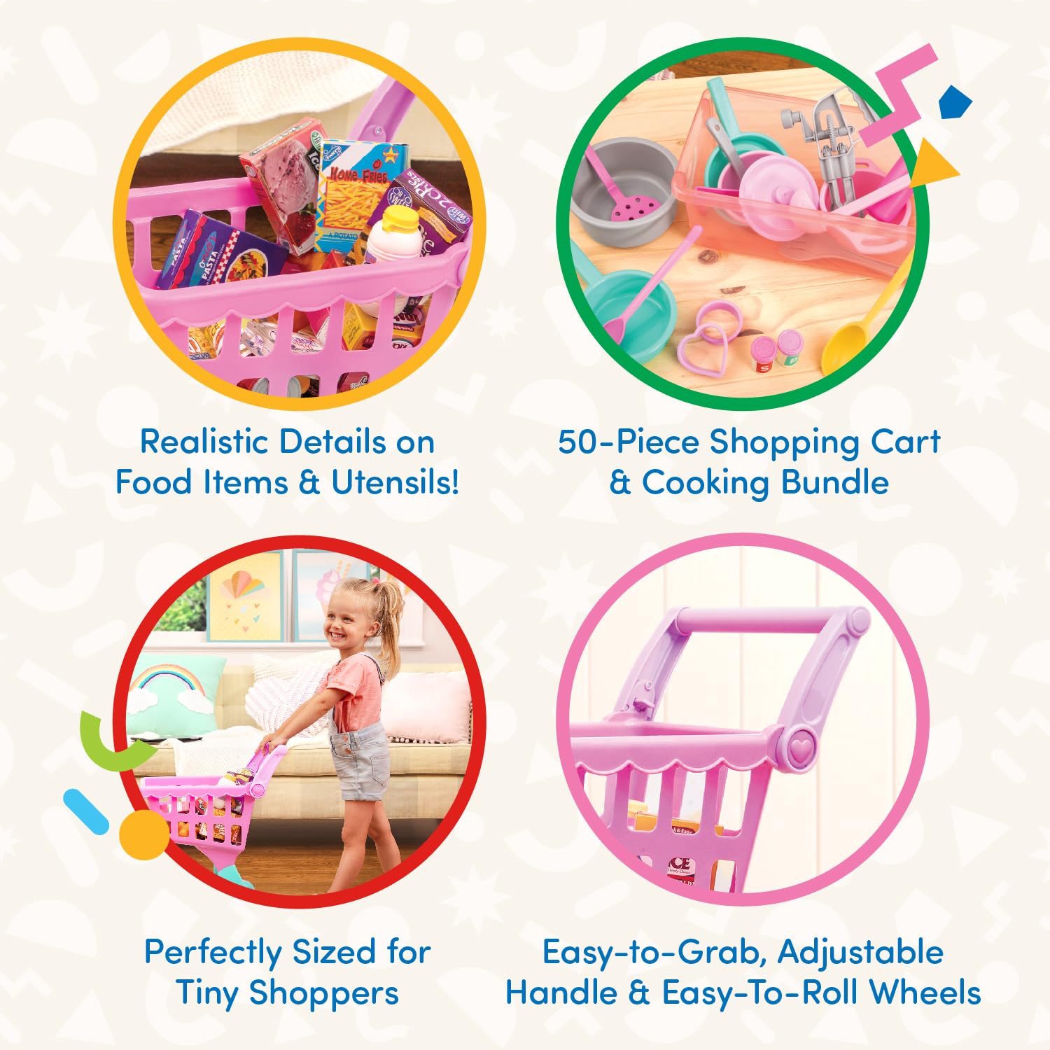 Sharplace Chariot De Courses Enfant – Jeu De Cuisine Simulation – Accessoires Réalistes – PP Robuste – Pile AAA – Dès 3 Ans