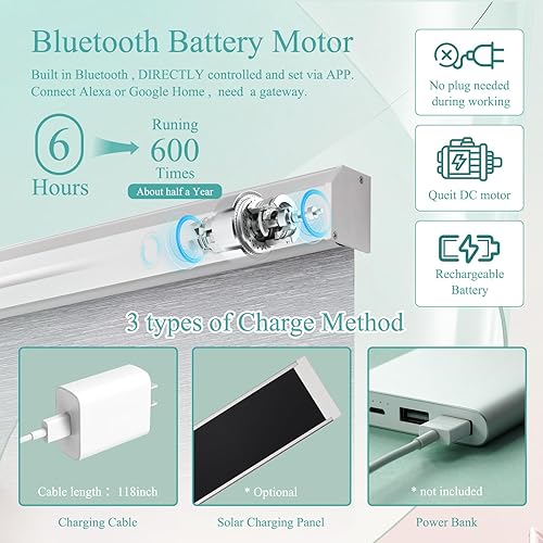 Miniatura 5 de Videma Persianas enrollables motorizadas personalizadas inalámbricas, persianas eléctricas 50% opacas con control remoto, inteligentes y automáticas
