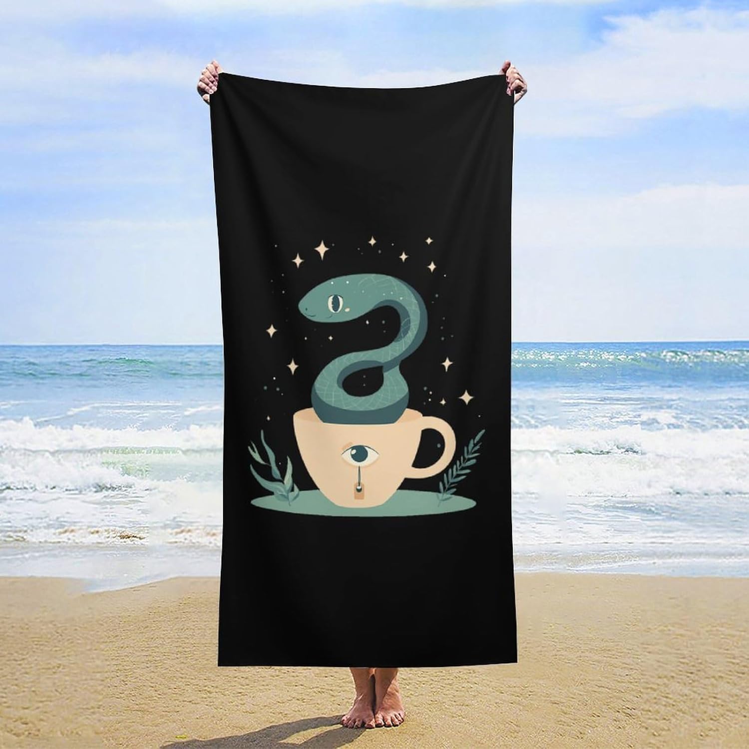 Snake Eye Coffee Cup Beach Towels Oversized Jumbo Large Yoga Bath Towel for Pool Yoga Swim Body 160x80cm