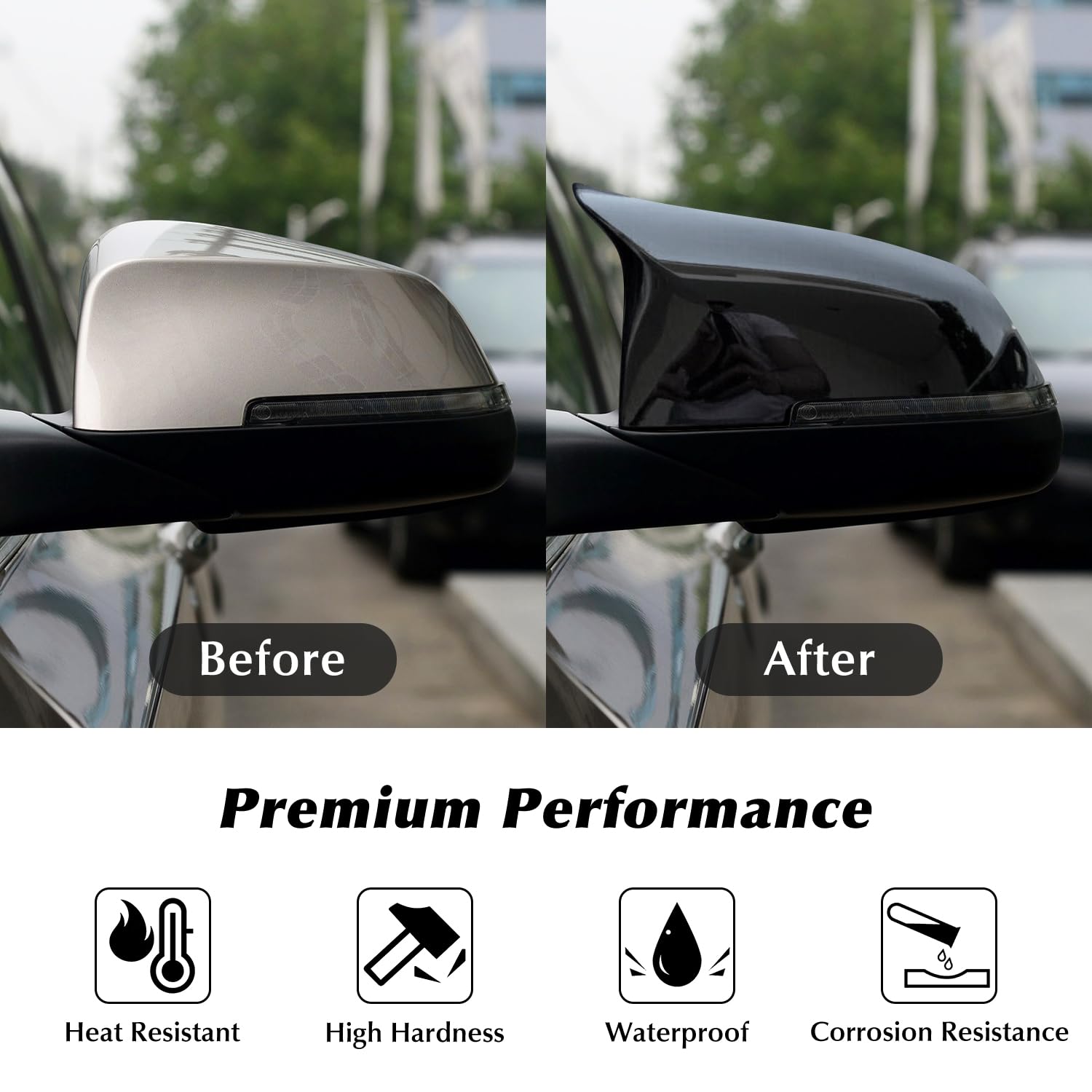 Coperchio Dello Specchio Laterale, Ricambio per Specchietto Retrovisore Compatibile con BMW 5/6/7 Series F10 F11 F18 LCI GT 5GT F07 F06 F12 F13 F01 F02, Nero Lucido, 2 Pezzi
