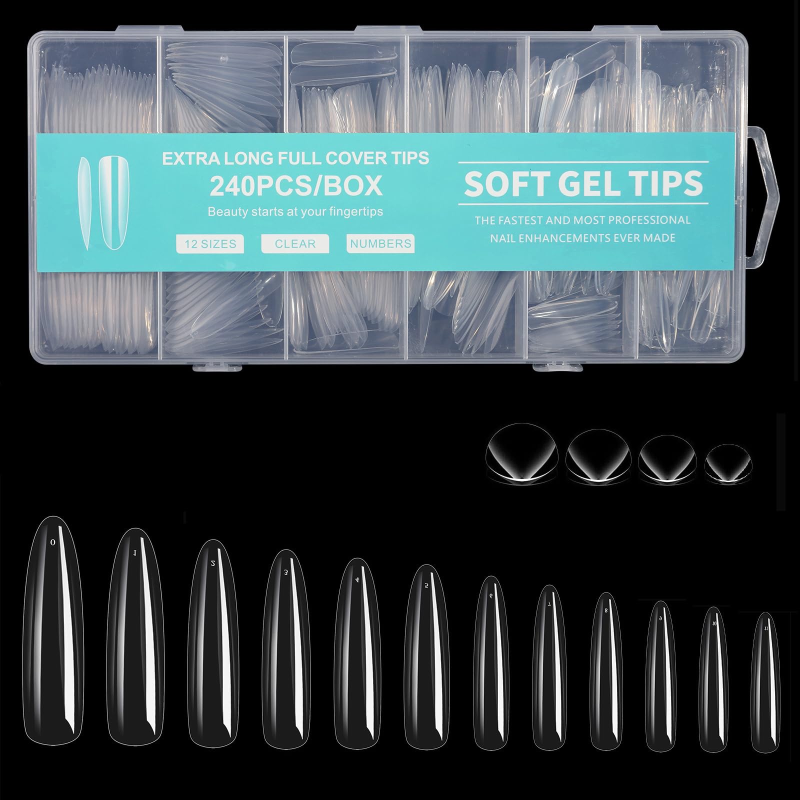 Long Square Gel Nail Tips - 240pcs for Salon & DIY -9 Long Square Gel Nail Tips - 240pcs for Salon & DIY -9
