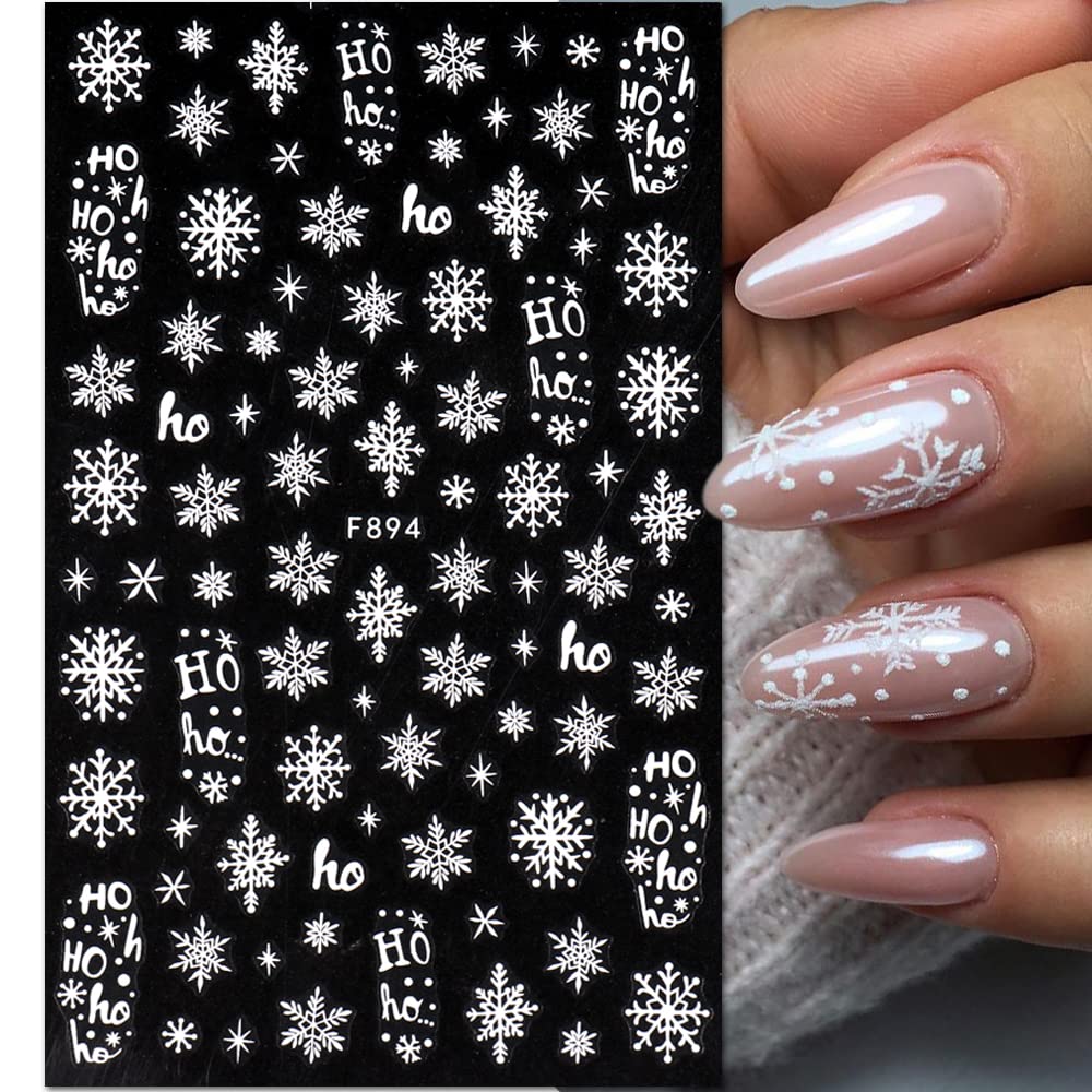 JMEOWIO Nagelsticker Weihnachten – 8 Blatt Mit Schneeflocken & Winter-Motiven, Selbstklebend – Für DIY Nageldesign