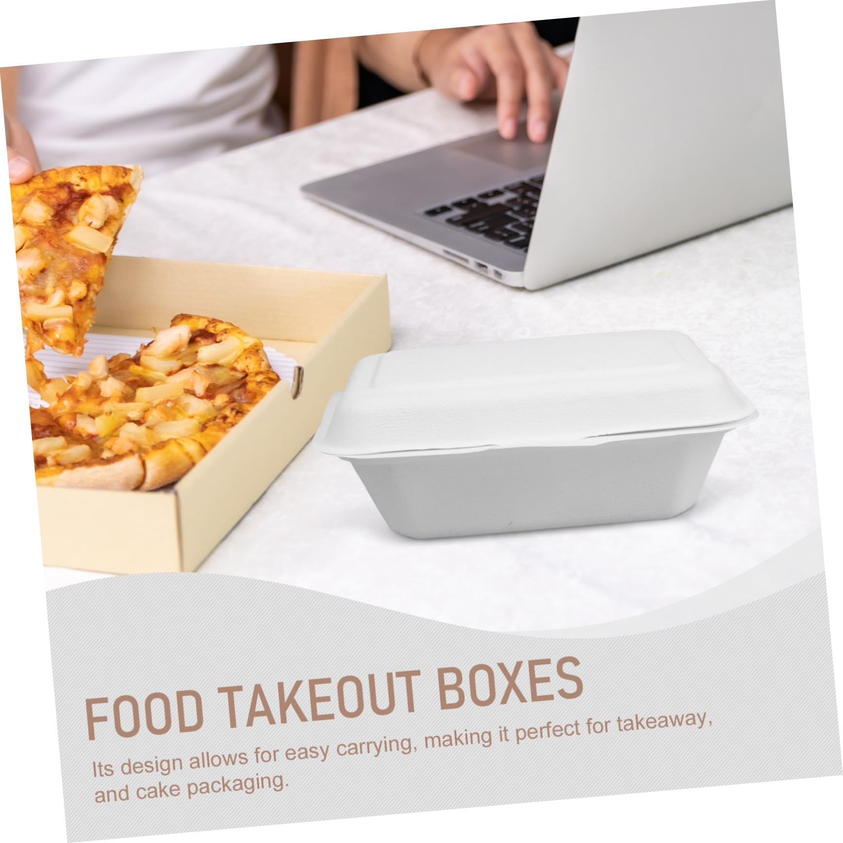 Cabilock Caja de Comida para Llevar Desechable 600ml de Papel Color Blanco