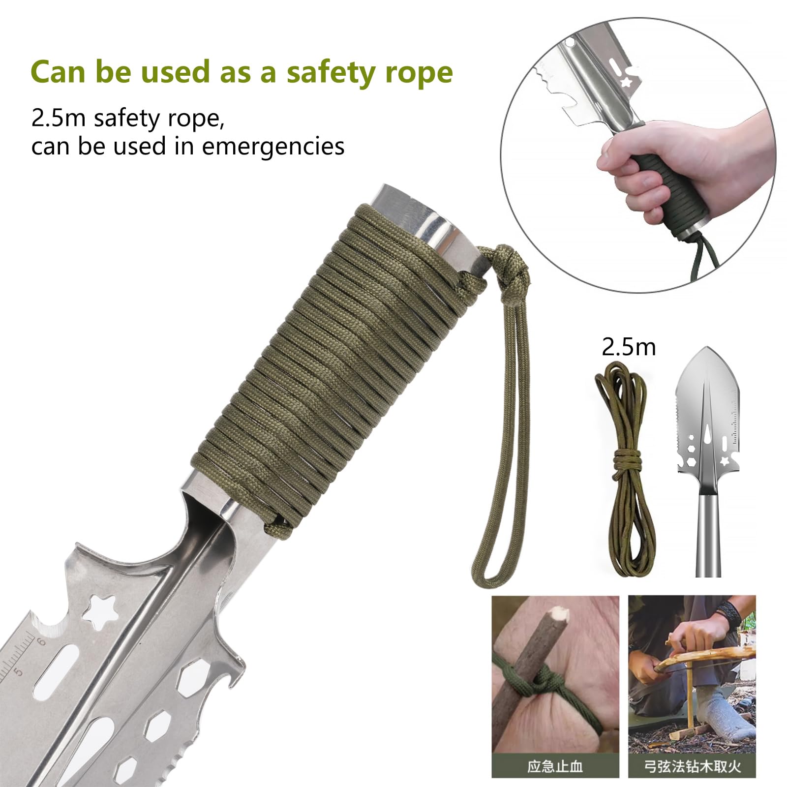 Lixada Titan-Gartenhandschaufel – Ultraleicht & Rostfrei Für Camping, Garten, Wandern (mit Clip & Tasche)