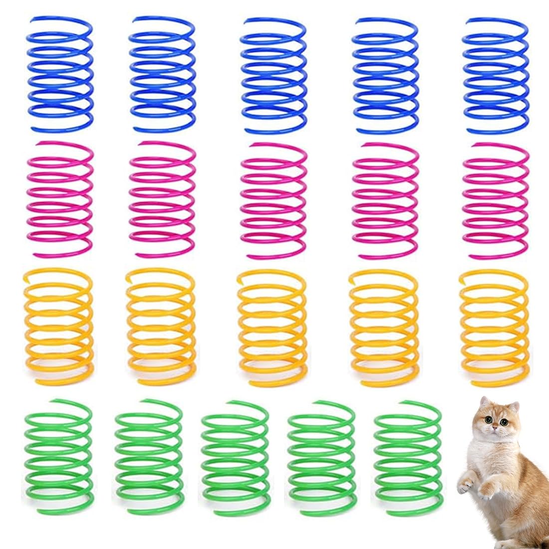 20 Pièces Jouet à Spirale pour Chat, Jouet à Ressort Pliable en Plastique, Jouet Coloré à Ressorts pour Chats, pour Animaux de Compagnie (Coloré)