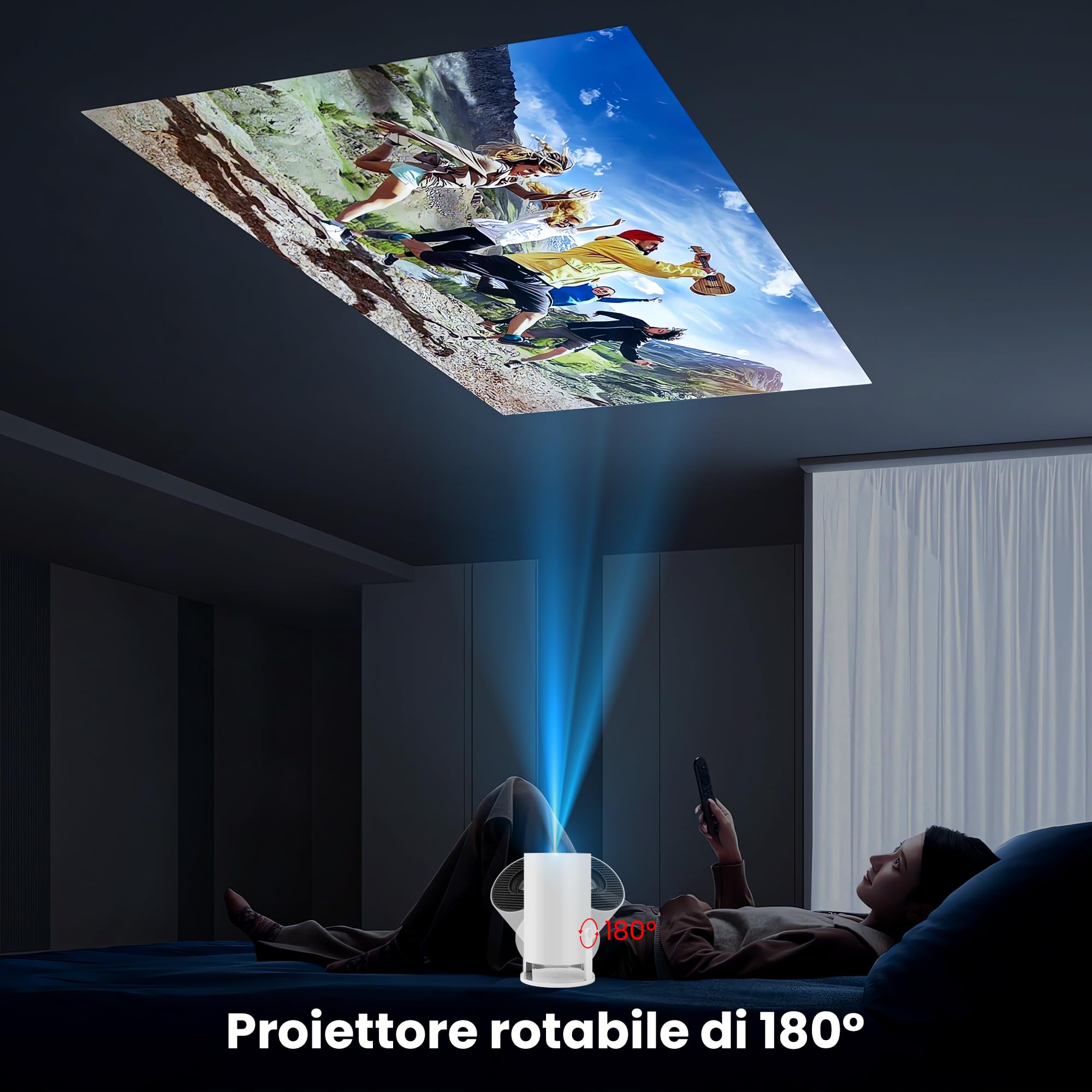 [Auto Keystone] HY300Pro Mini proiettore portatile con Wi-Fi Bluetooth USB HDMI, supporto Full HD 1080P 4K, Android Netflix integrato e YouTube Ready, Home Theater, regalo per bambini