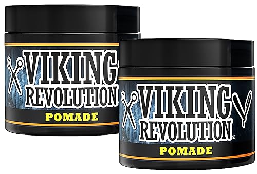 Viking Revolution Pomada para hombre 4oz Firme fuerte agarre y alto brillo para estilo clásico A base de agua y fácil de lavar (paquete de 2)
