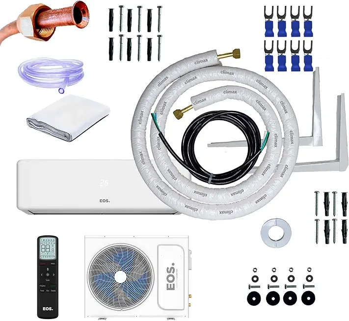 Kit Completo Para Instalação Ar-condicionado Split Inverter 9000 Btus Eos Master Comfort High Wall 2 Metros C/Suporte