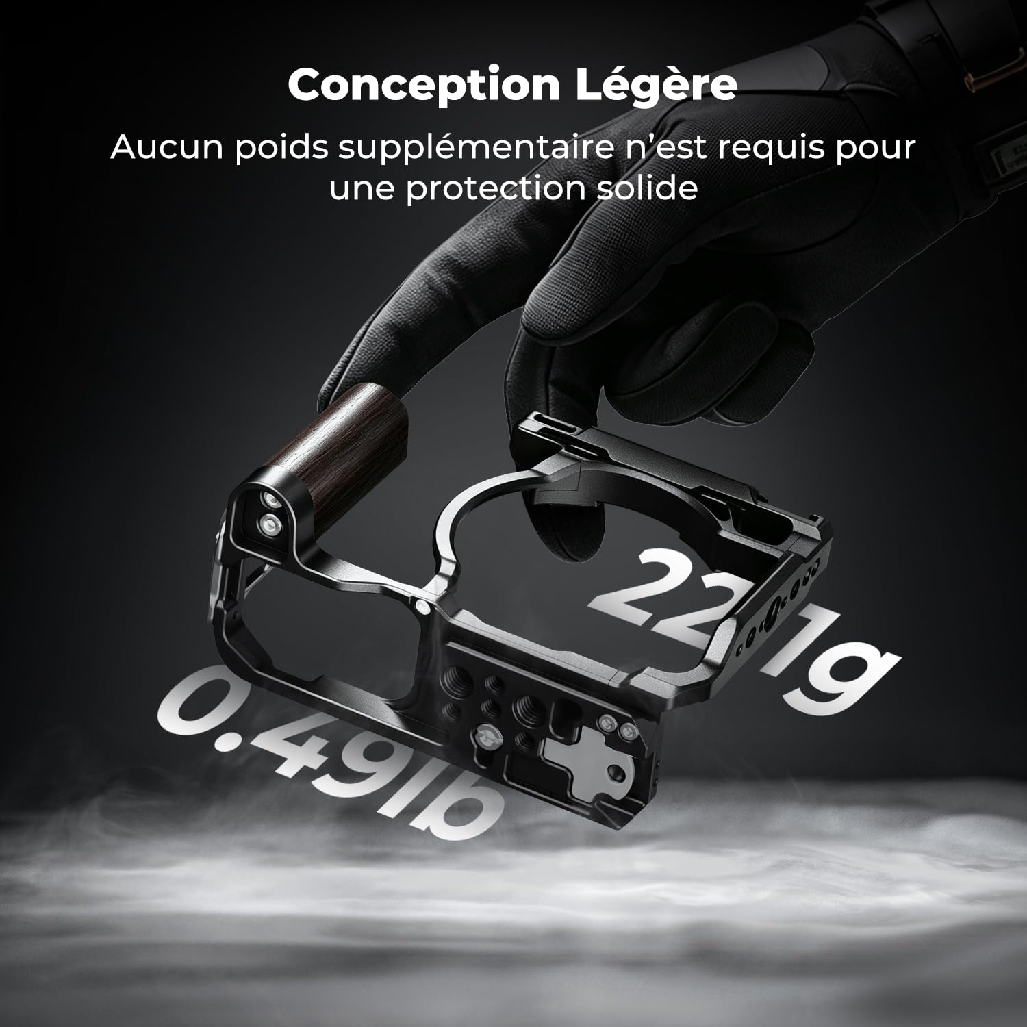 K&F CONCEPT Cage Rig Compatible avec Nikon ZR en Aluminium Léger 221g Solide et Stable avec Cold Shoe Filetages 1/4" et 3/8" Base Arca Protection Silicone Démontage Rapide