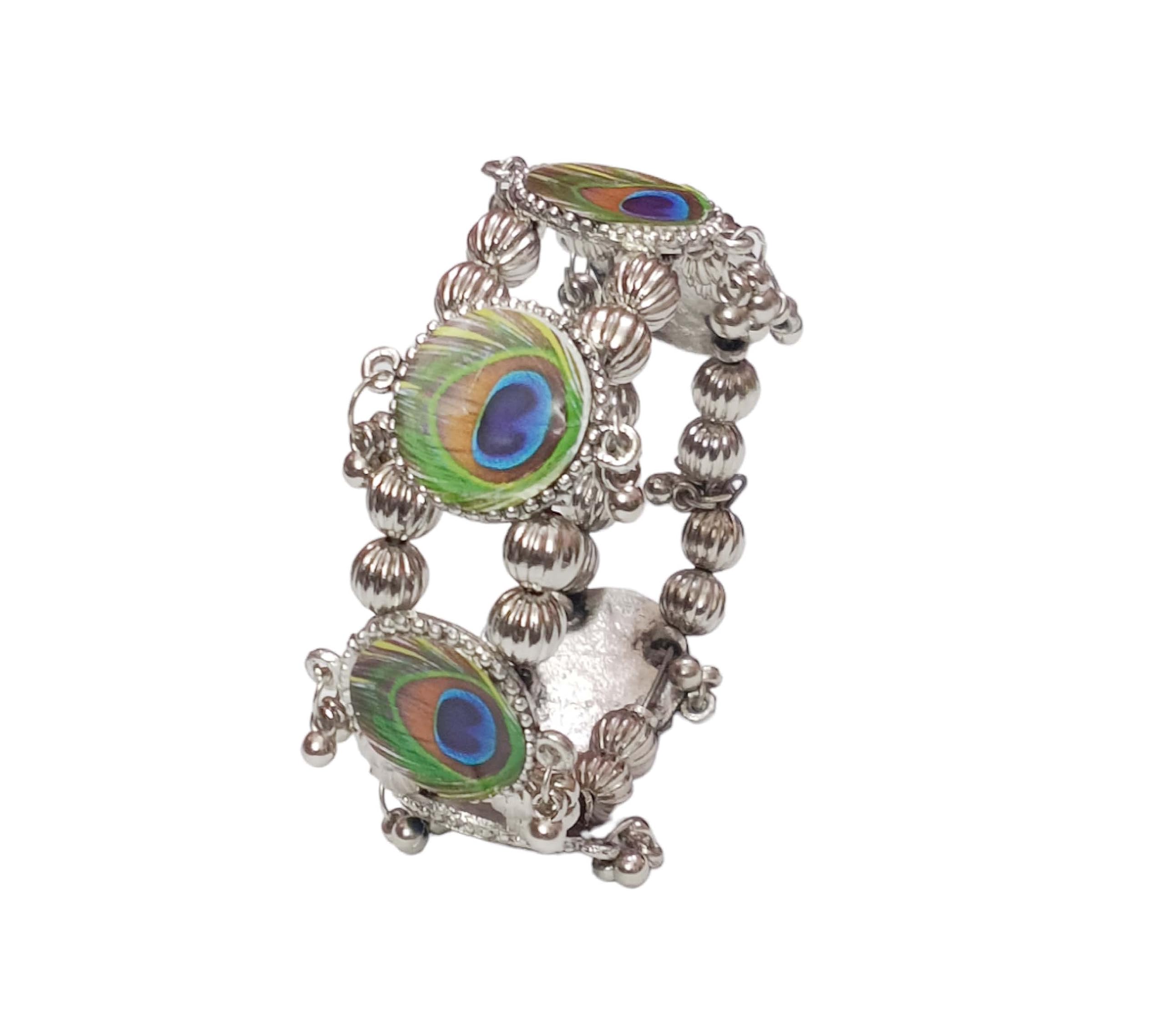 Total Fashion Jewellery Lookalike Handmade Silver Oxidised Peacock Bangle Bracelet Kada for Women and Girls (B0C3ZHNCTG) Amazon Price History, Amazon Price Tracker