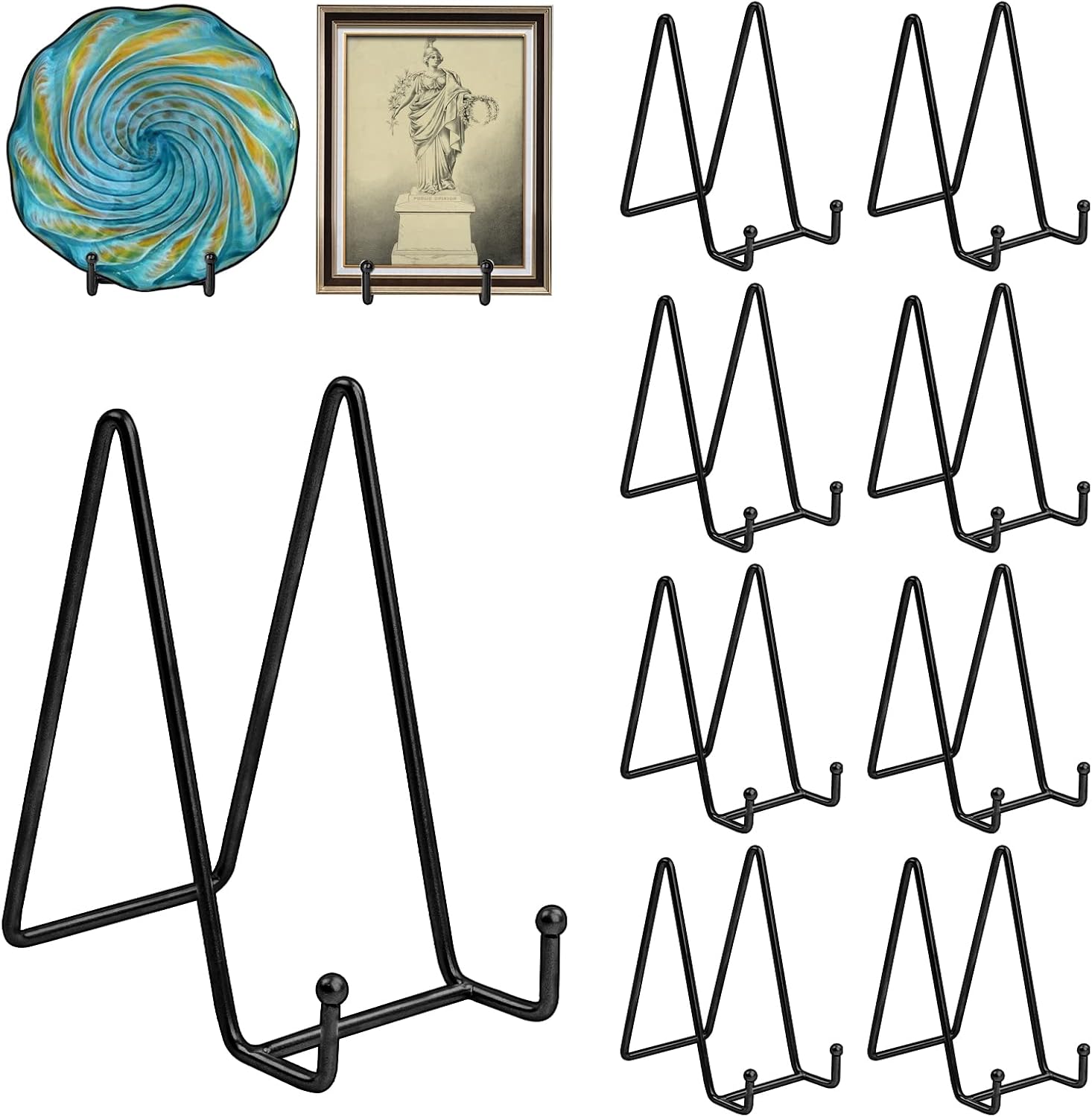 Teruntrue 8 Packs Display Plate Stands, 6 Inch Black Metal Frame Plate