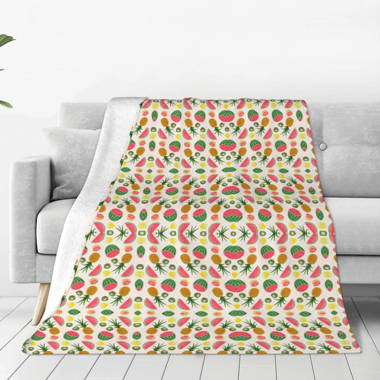Couverture micro-polaire ultra douce de qualité supérieure au design fruits tropicaux