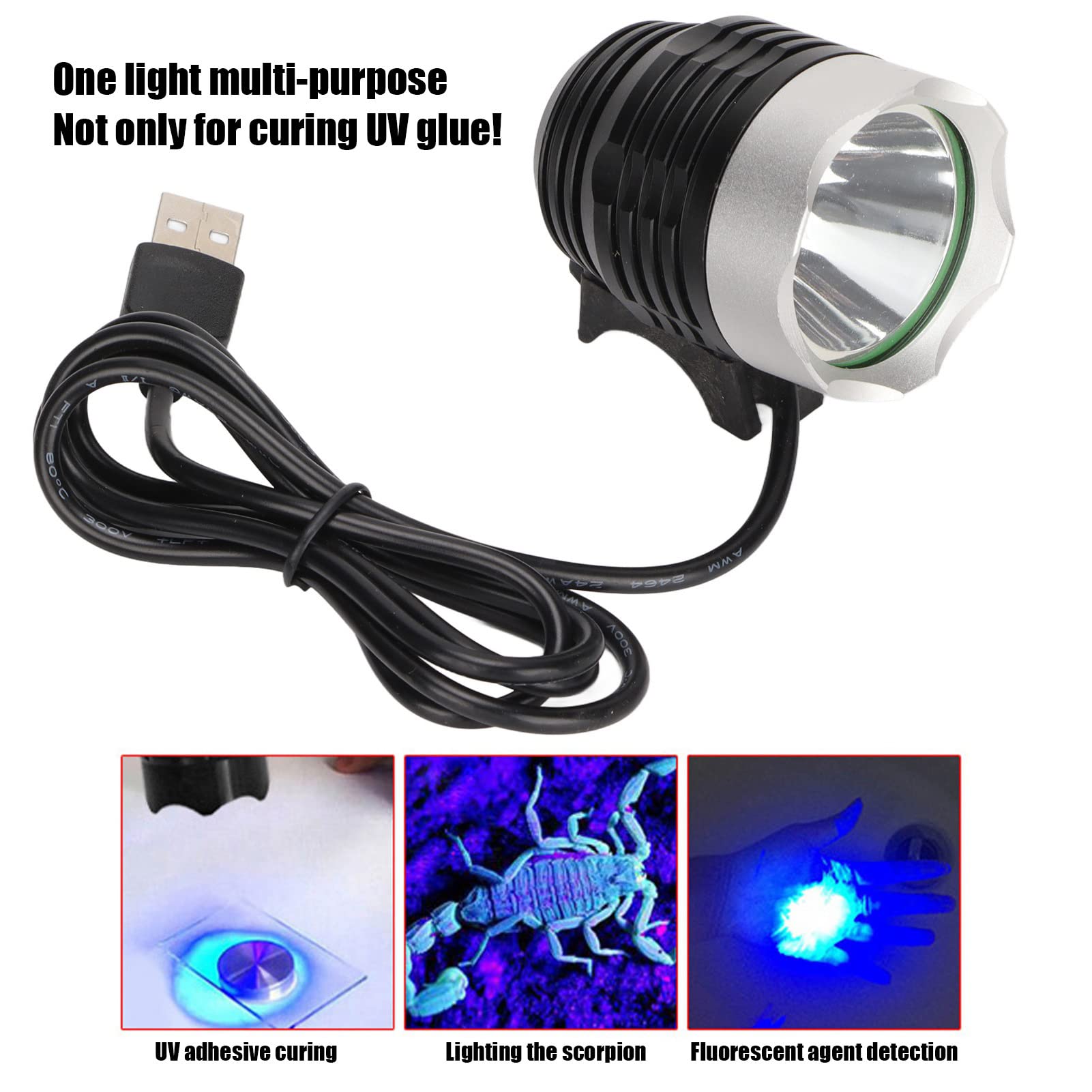 395nm UV LED Czarne światło, 3 Biegi 5V 10W LED Lampa UV, Utwardzanie Ultrafioletowe, Przenośne Ultrafioletowe Czarne światło do Naprawy PCB Telefonu Utwardzanie żywicą