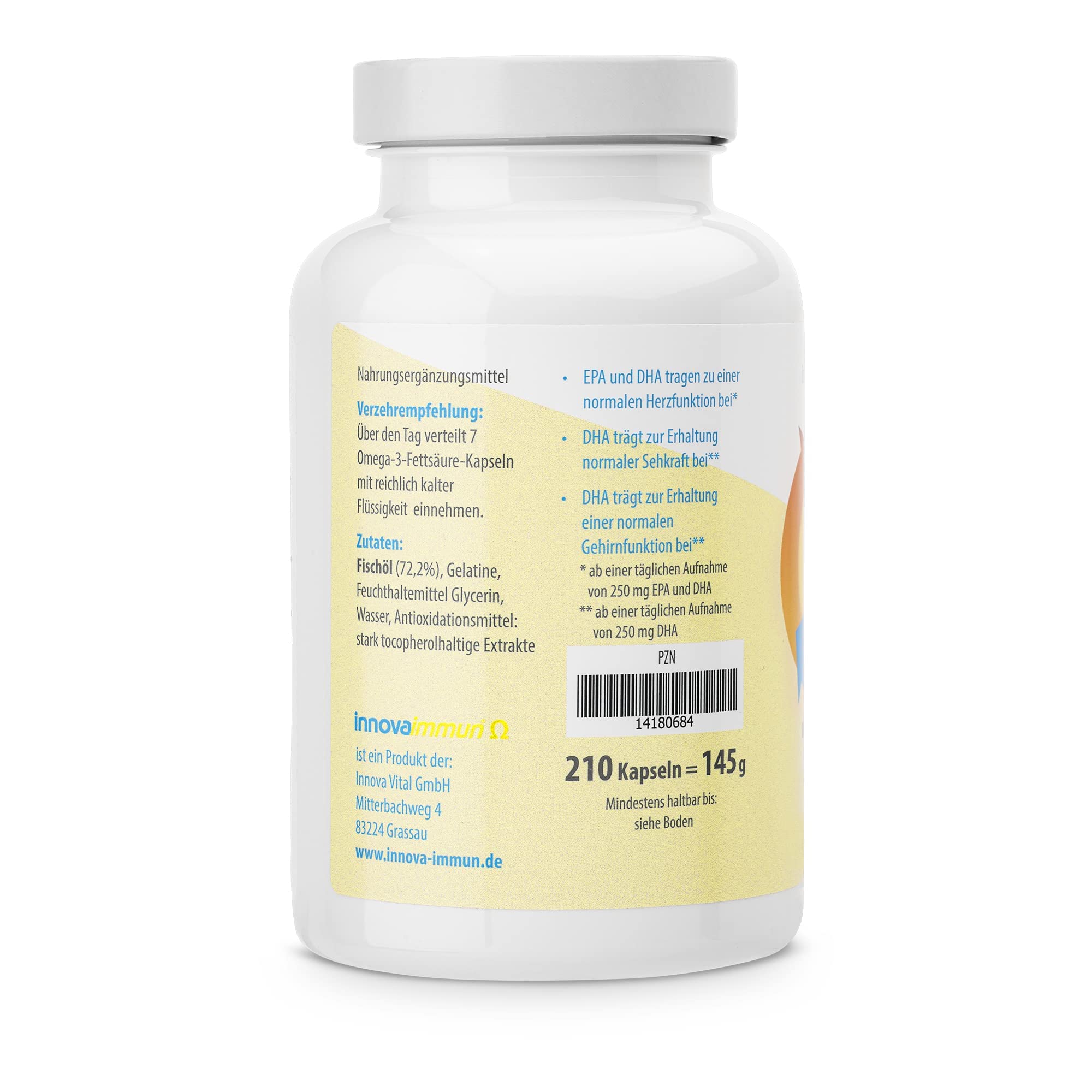 innova immun® Omega 3 Fischölkapseln | entwickelt von der medizinischen Enzymforschungsgesellschaft | Ohne Fischgeschmack und Fischgeruch