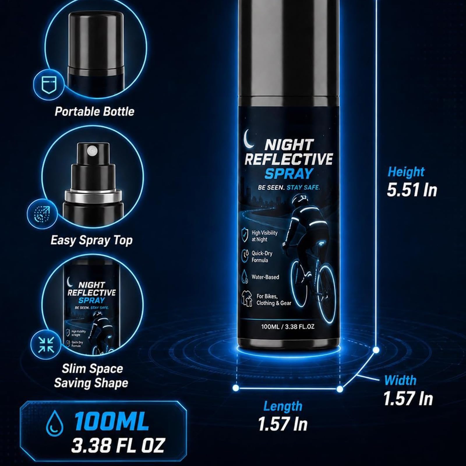 Nachtreflektierendes Spray, reflektierende Beschichtungssprühfarbe (3PCS)