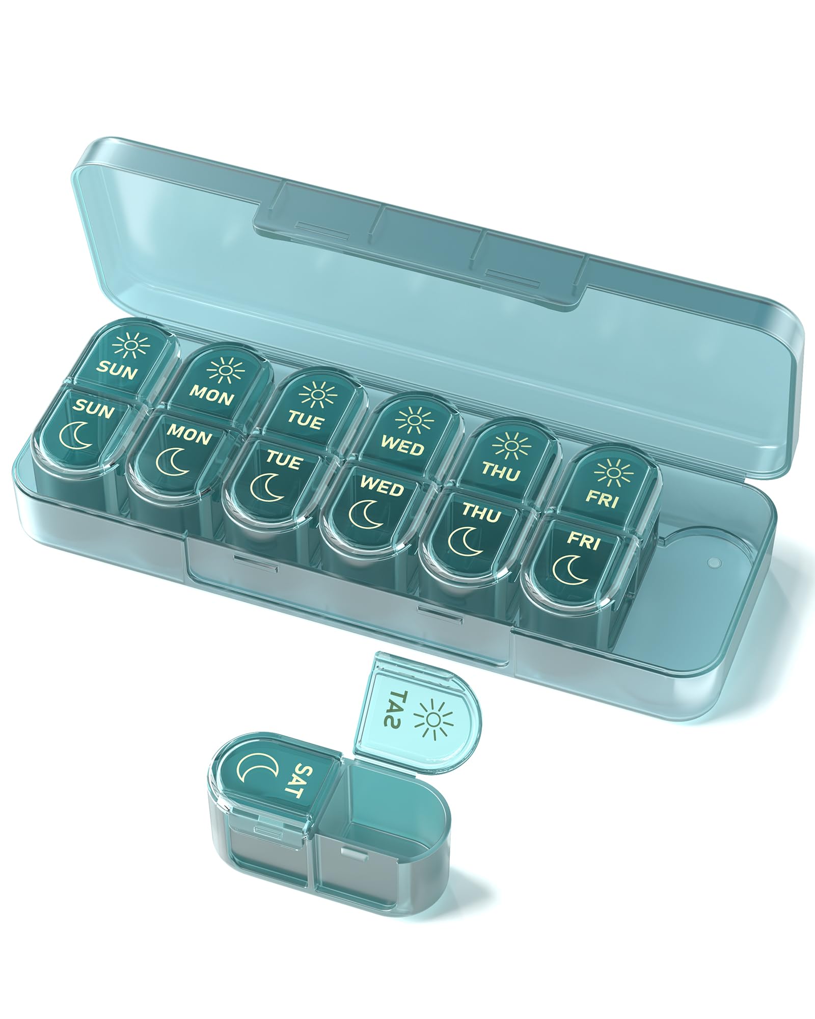 𝐏𝐢𝐥𝐥 𝐎𝐫𝐠𝐚𝐧𝐢𝐳𝐞𝐫, Am & Pm Pill Organizer 7 Days, Weekly Pill Organinzer 2 Times a Day, Pill Box 7 Day, Medicine Pill Organizer for Travel,