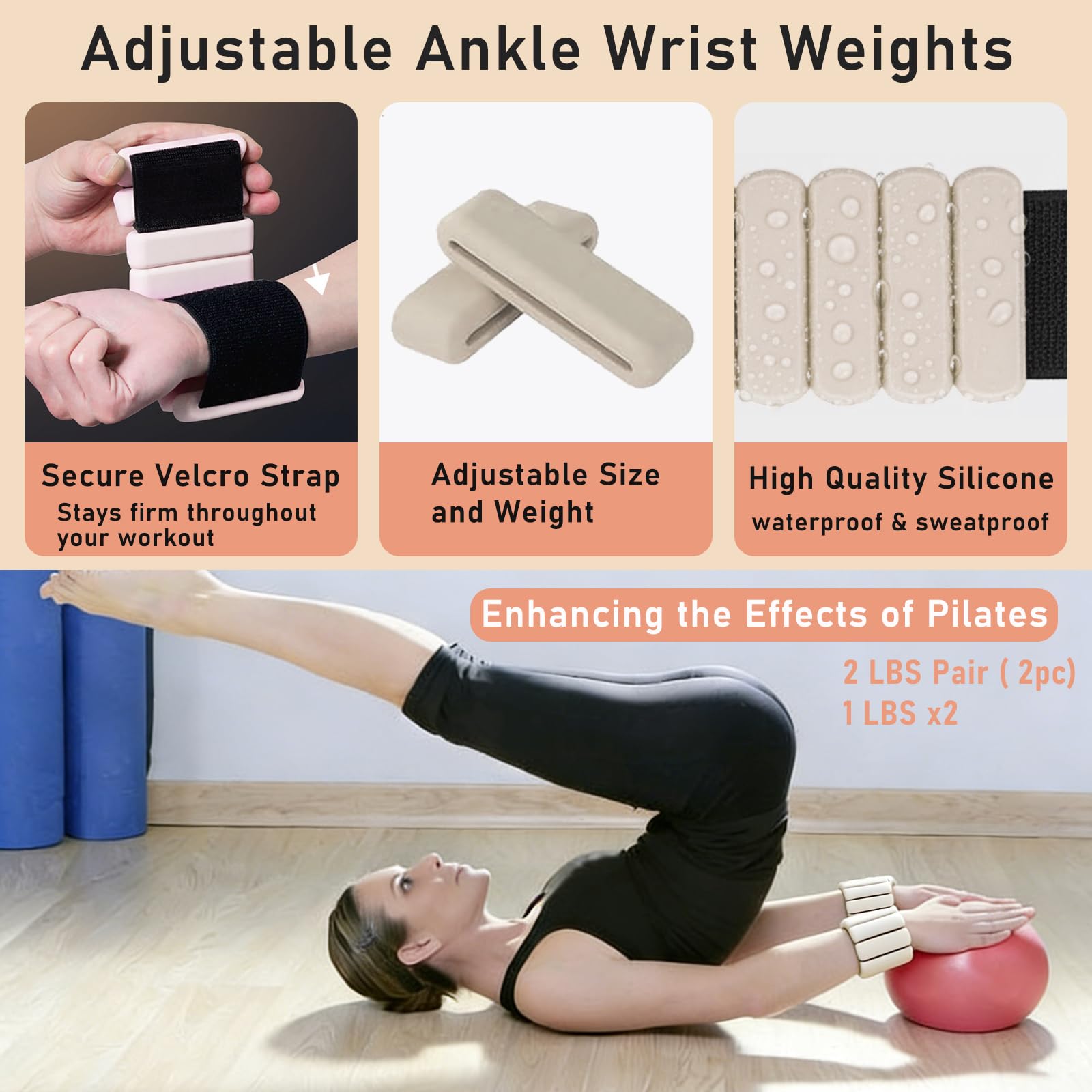Kit de anillos de pilates, equipo de pilates para fitness en casa con círculo mágico de 13.5 pulgadas, pesas de muñeca y bandas de resistencia, ideal para principiantes, gran opción de regalo
