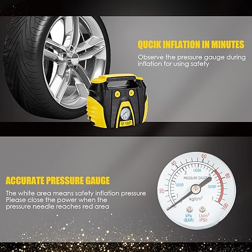 Miniatura 6 de Compresor de aire portátil inflador de neumáticos bomba eléctrica AC/DC