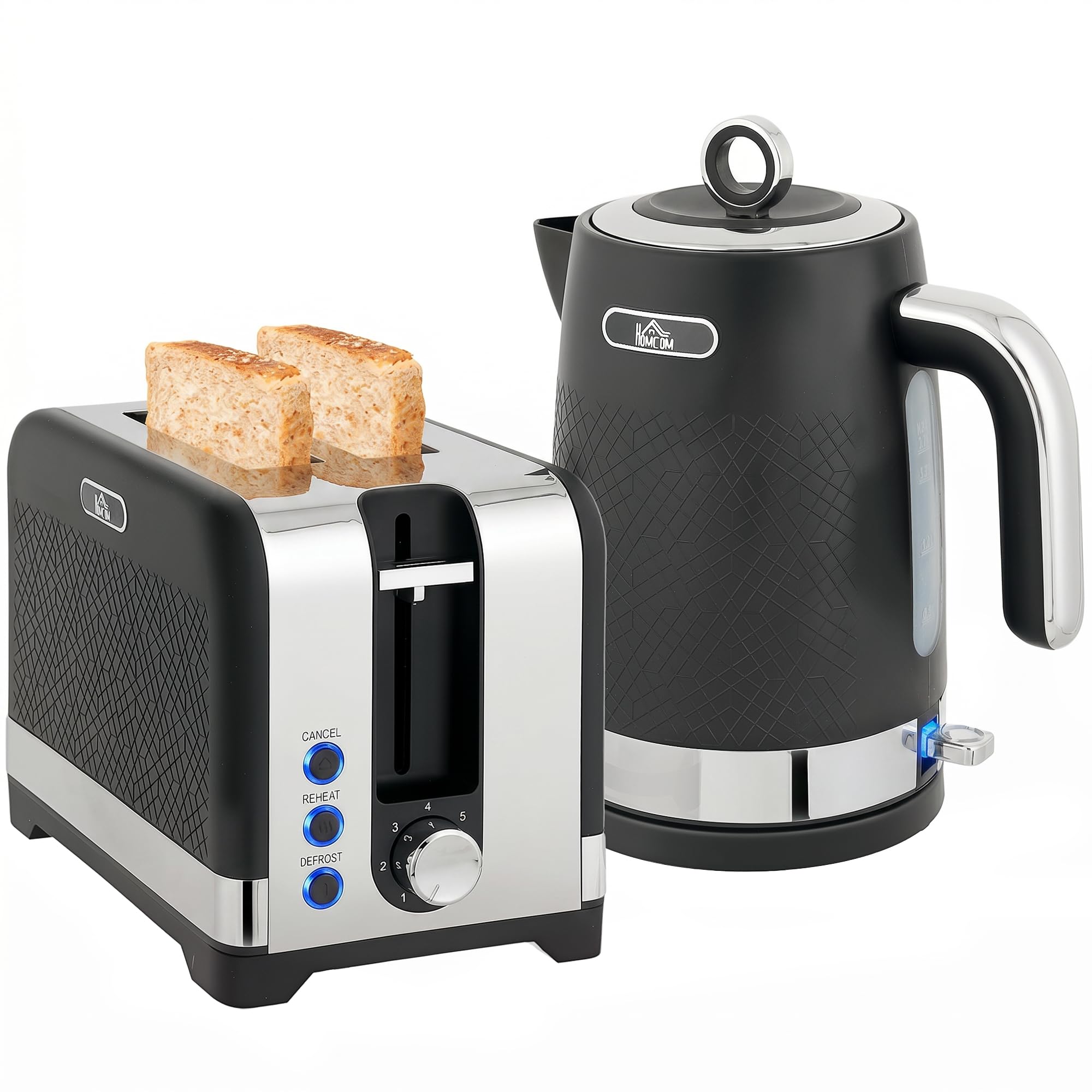 B&Q -  3000W Rapid Boil Kettle And Toaster Set With Otter ThermostatBlack