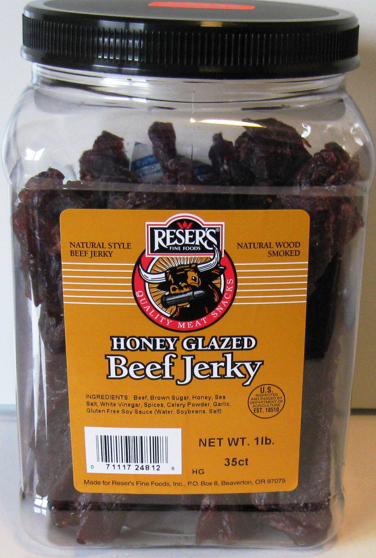 1/2 Gallon Jar Reser's Honey Glazed Beef Jerky 1 Pound of Jerky