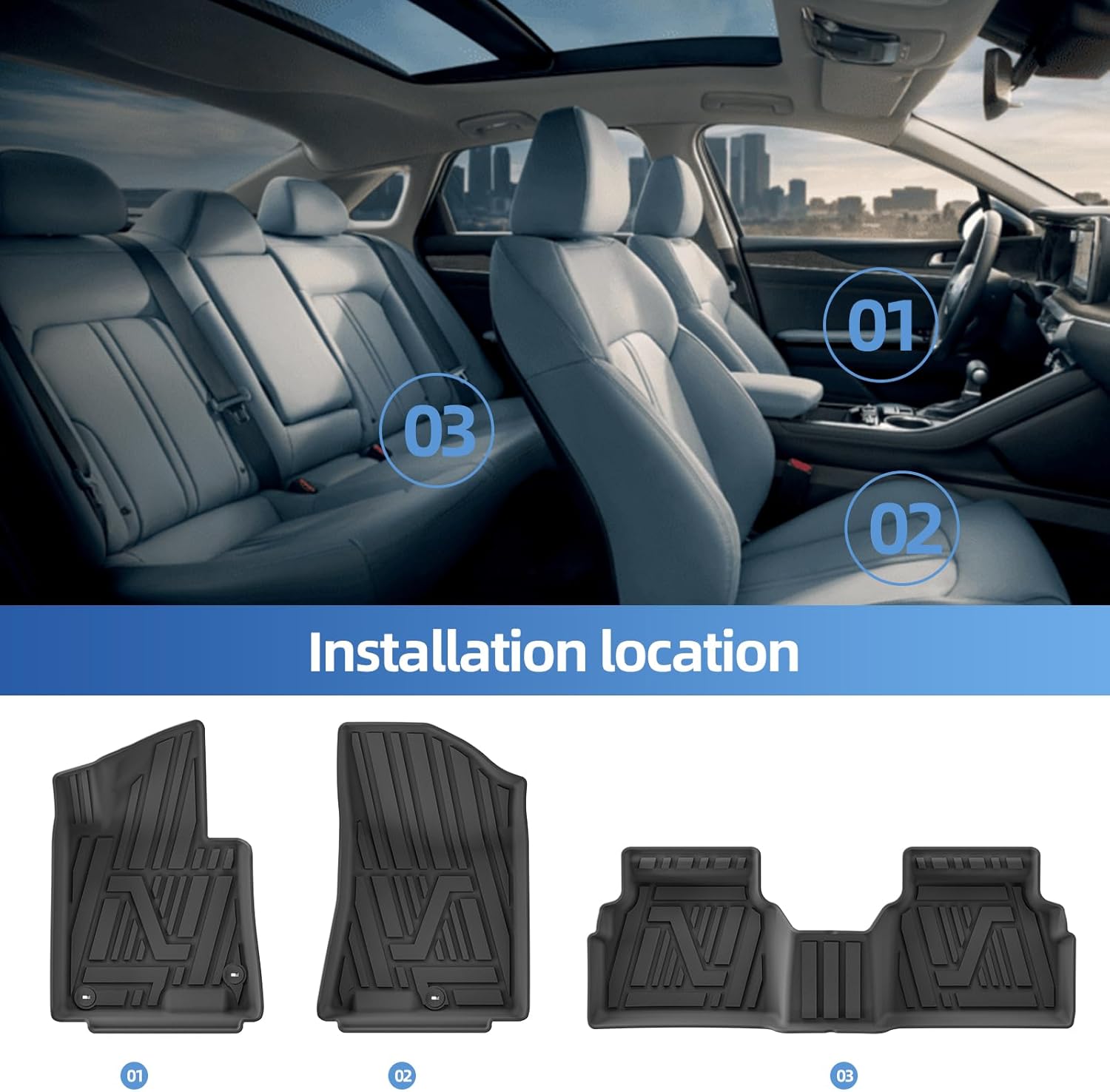 SMABEE Floor Mats & Cargo Liner for Hyundai Sonata 2020-2026 / Kia K5 (Only Fit FWD Models) 2021-2025 All Weather TPE Floor Liners Car Accessories Interior Black - Image 2