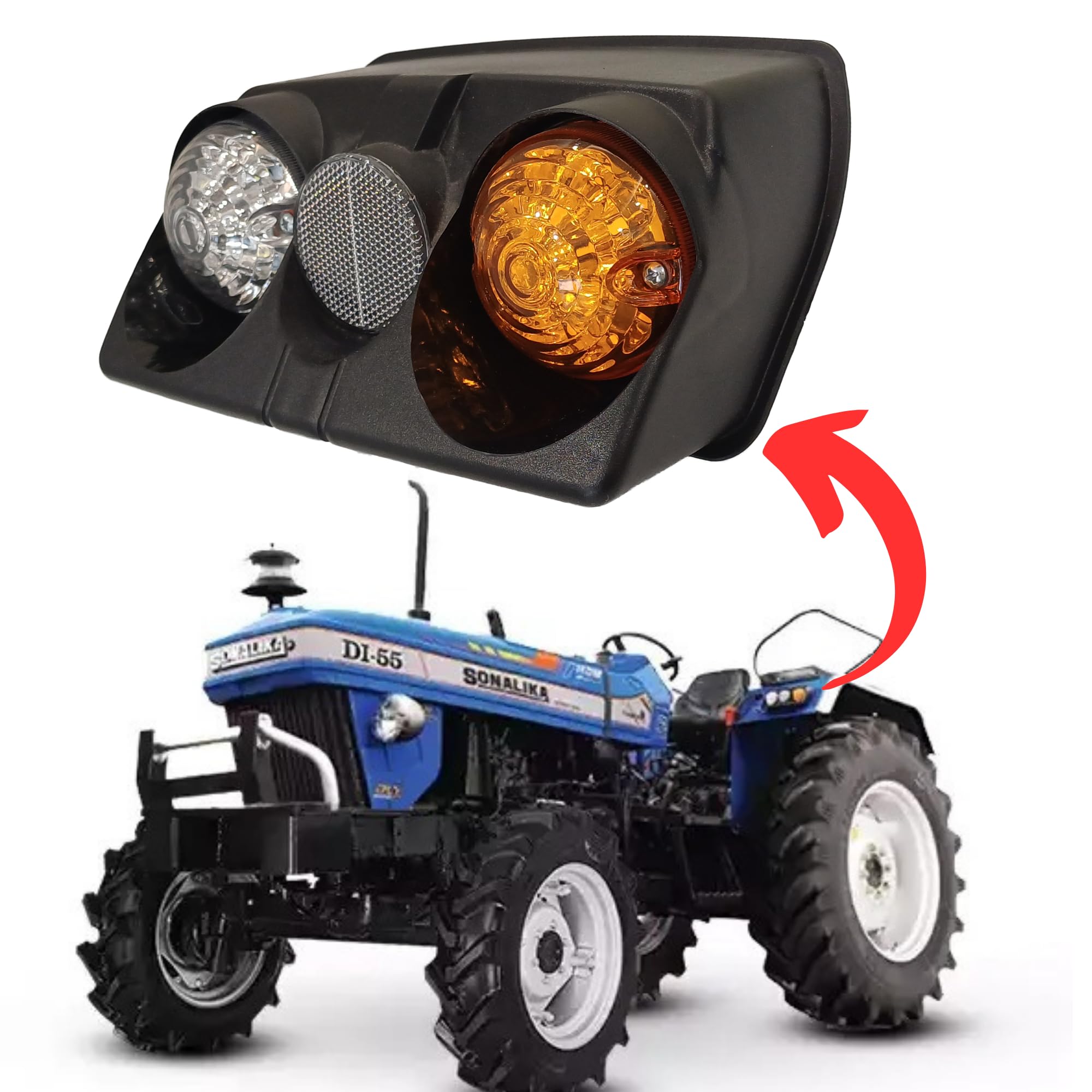APSMOTIV Led Side indicator Lights Front Side Light/Turn Signal Indicator Amber/Clear Assembly 12v Easy to Fit Suitable for Sonalika Mahabali and Sikander Tractors Vehicles Set of 2 Pieces (LH + RH) - Image 4 thumbnail