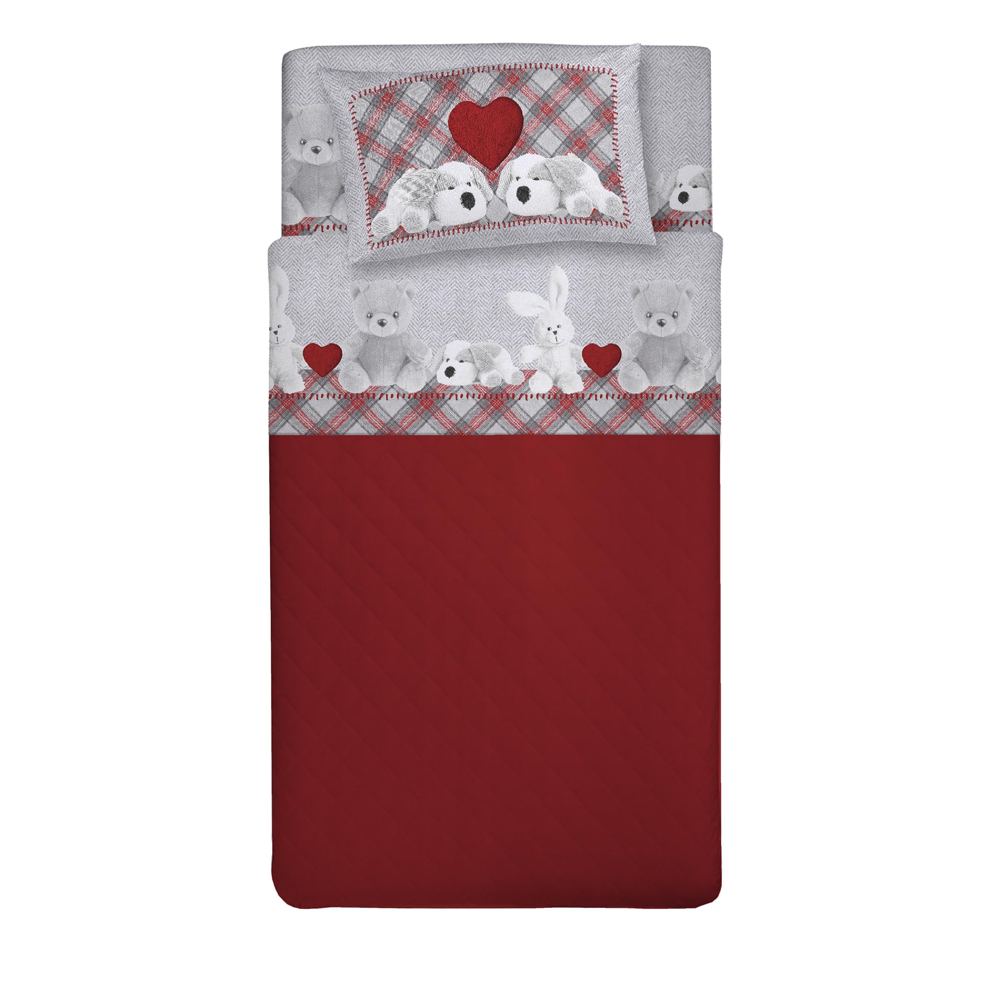 PENSIERI DELICATI 100% Cotton Double Bed Set, 120 x 200 cm, Complete with Bottom Sheet, Top and 1 Pillowcase, Made in Italy