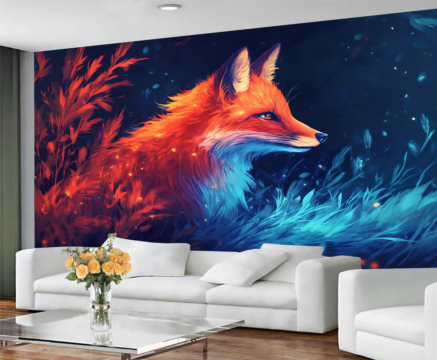 GIVLWF Fox Wallpaper, Fantasy Animals Bedroom Wallpaper, Not Self Adhesive Wall Paper for Living Room, Watercolor Wall Mural - Large Home Decor 150x105 cm — image 1