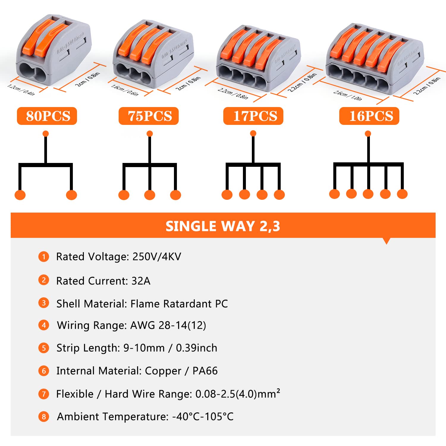 Delgada Wire Connectors - 188 PCS Reusable Splicing Kit -4
