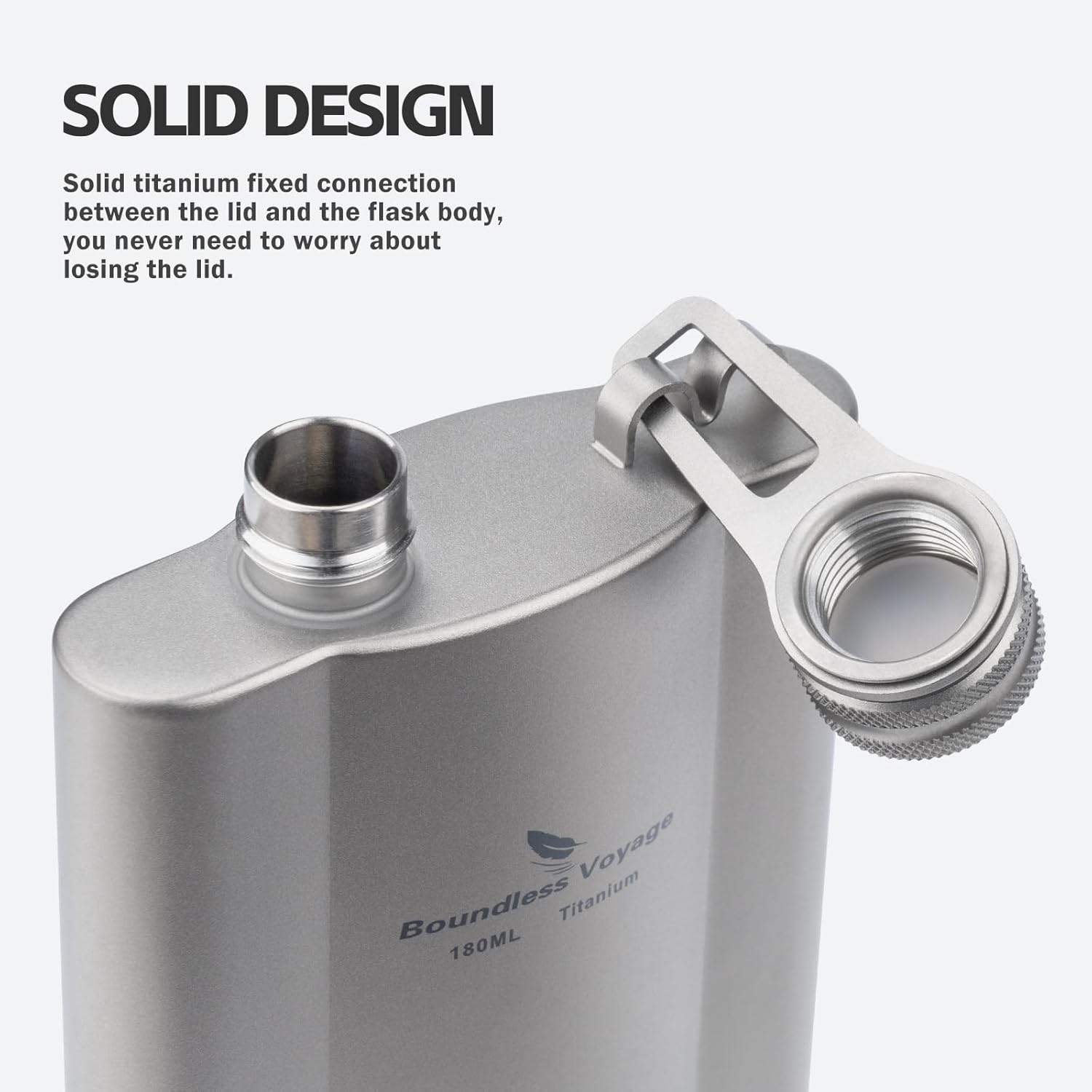 Boundless Voyage Titanium Hip Flask Rust-Free Ultralight Small Liquor Flask Bottle for Whiskey Vodka Wine Outdoor Portable Travel Outdoor (6 fl oz)
