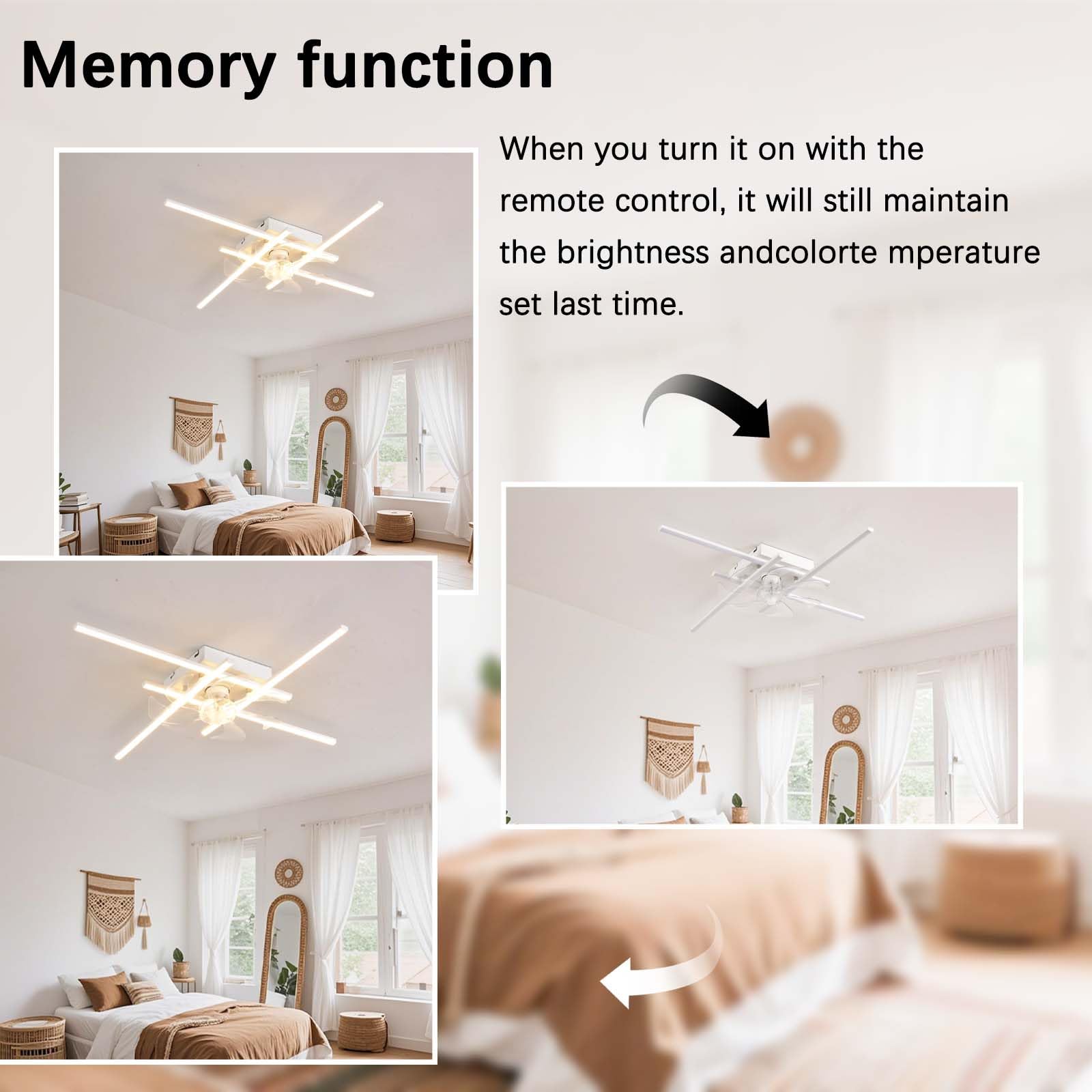 Ventilatore da Soffitto Silenzioso,Reversibile,6 Velocità,Tempistica,Plafoniera con Ventilatore con Telecomando e APP,Memoria,Ventilatori Dimmerabile,per Camere da Letto Soggiorno-White